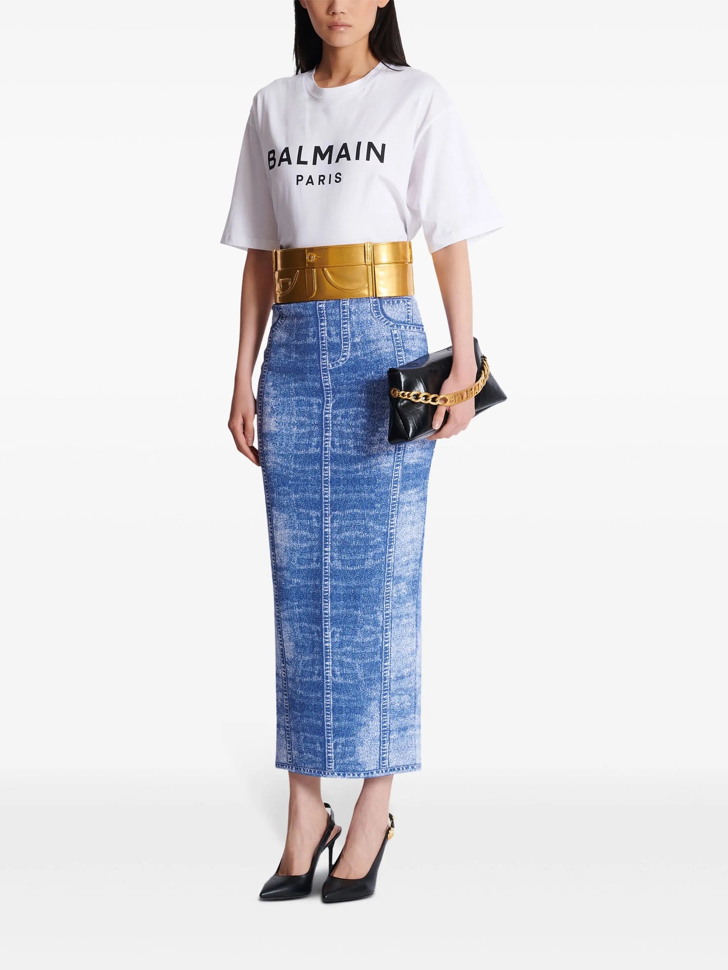 denim midi skirt