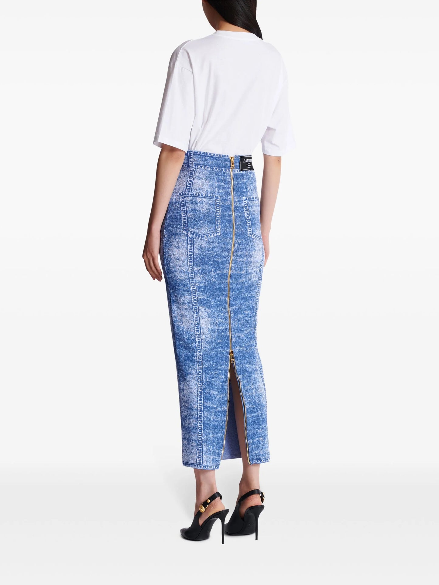 denim midi skirt