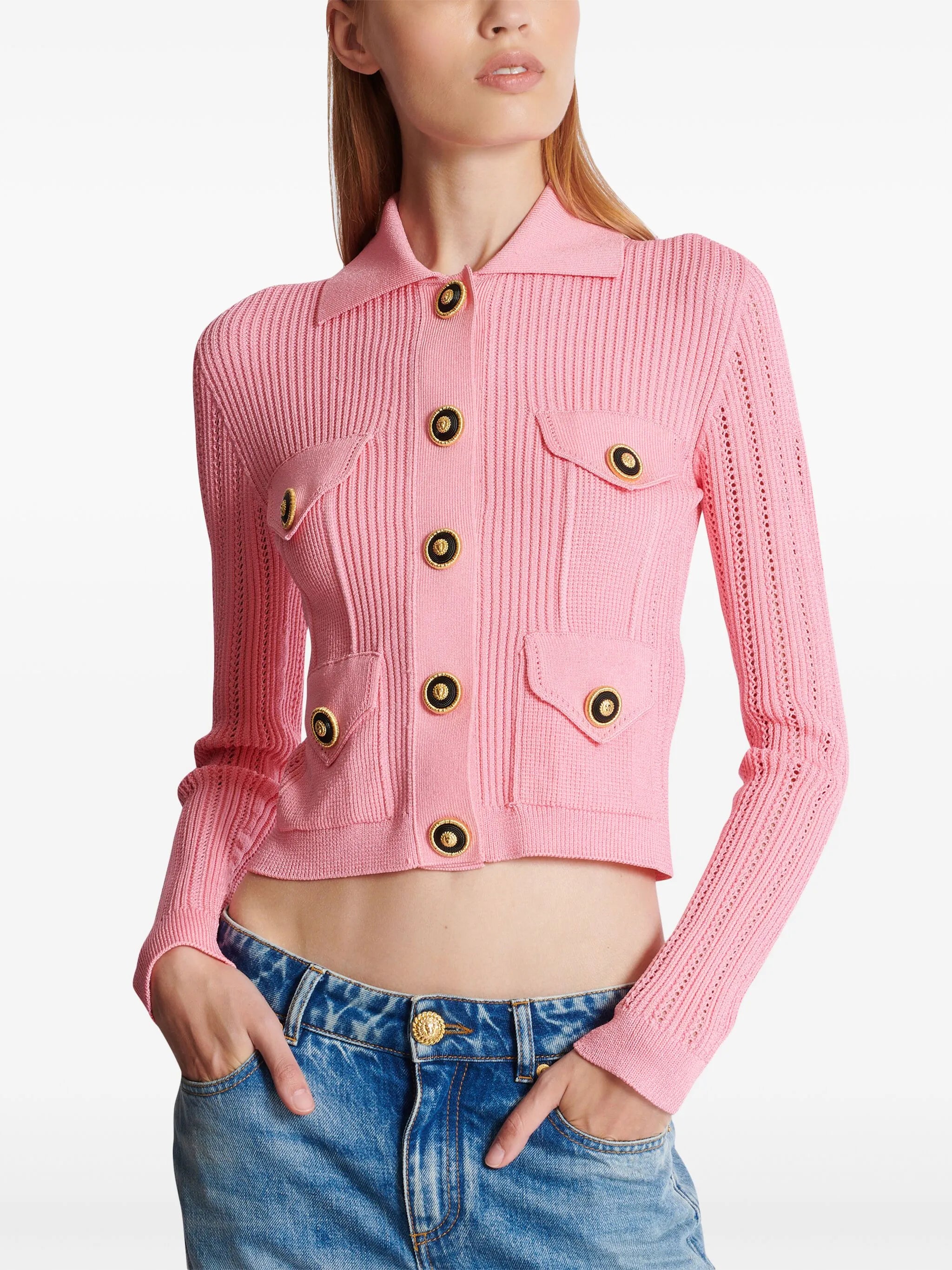 logo-embroidered knit cardigan