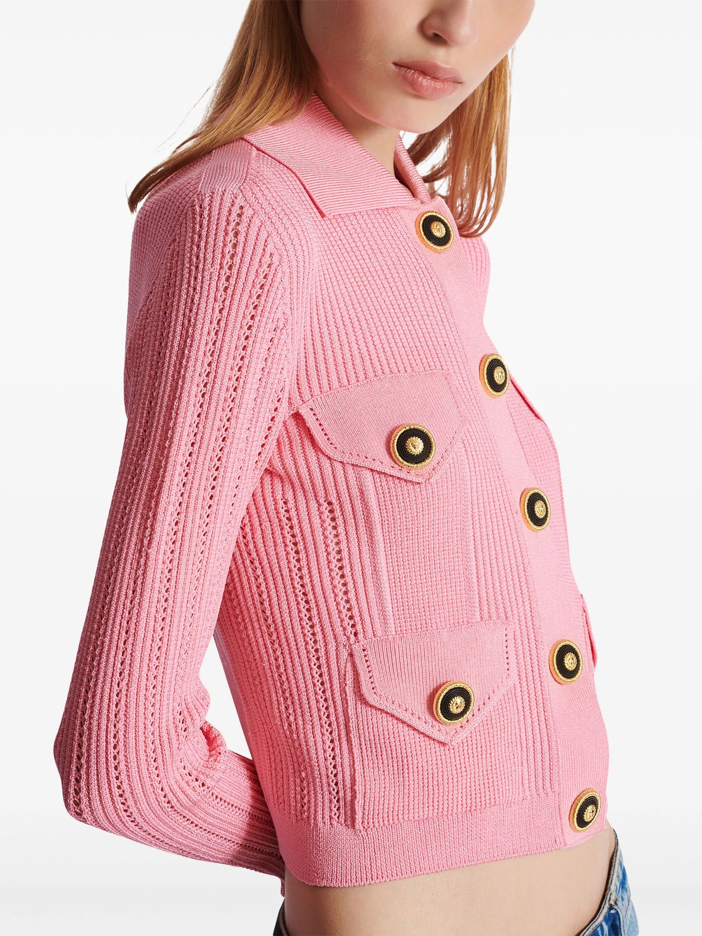 logo-embroidered knit cardigan