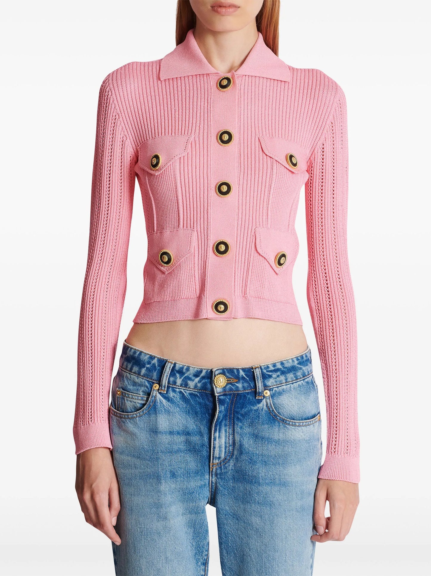 logo-embroidered knit cardigan
