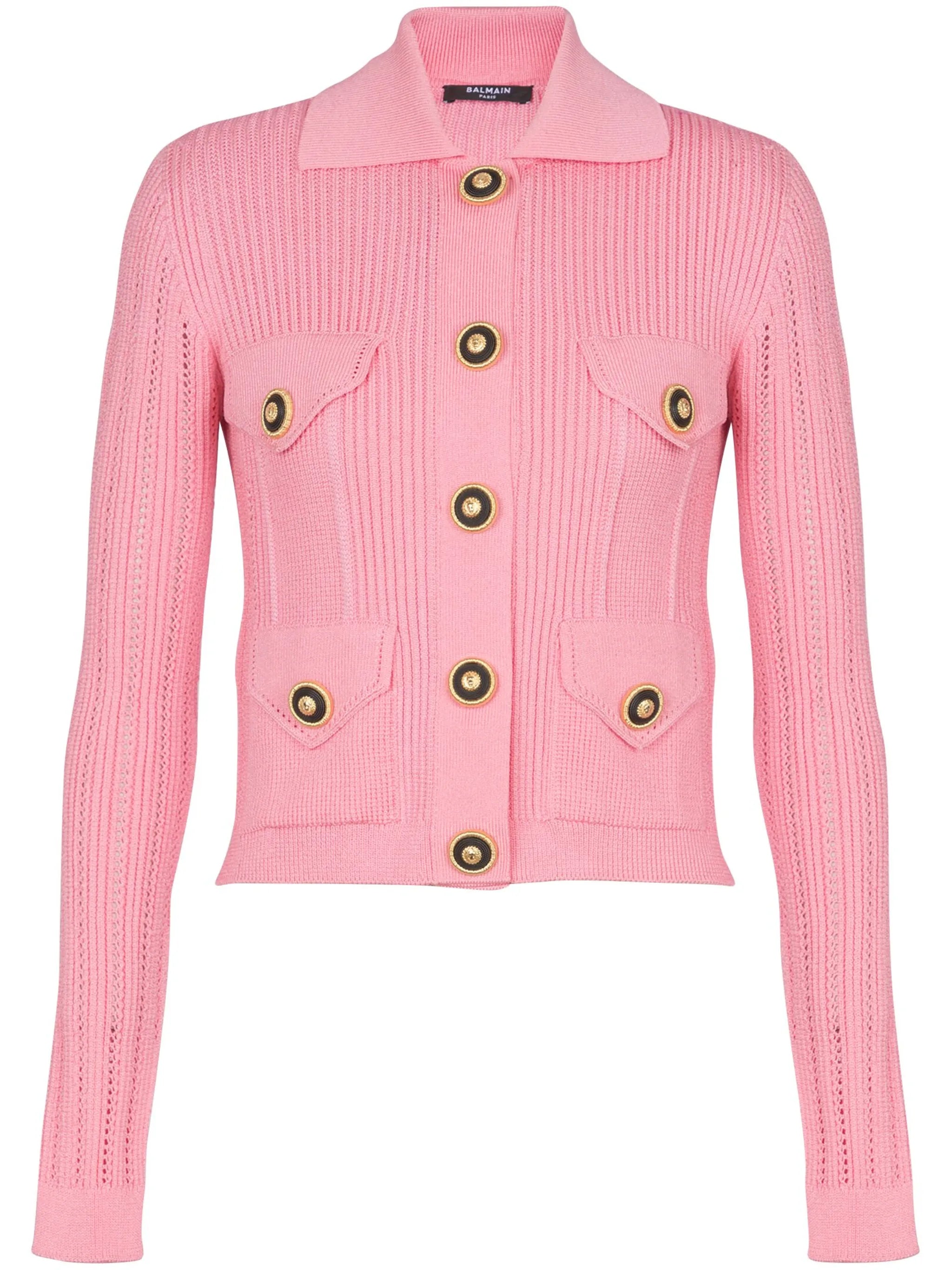 logo-embroidered knit cardigan