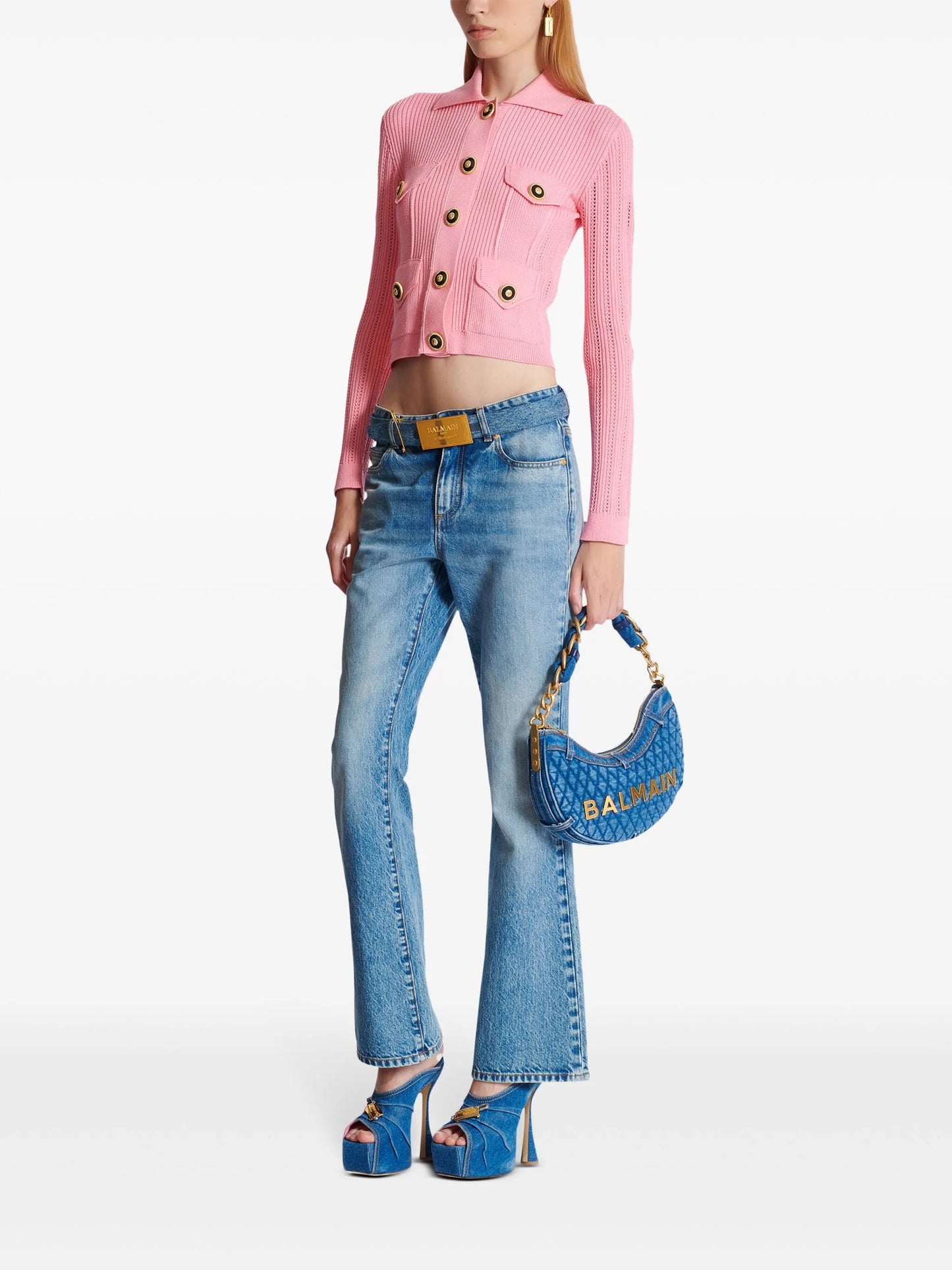 logo-embroidered knit cardigan