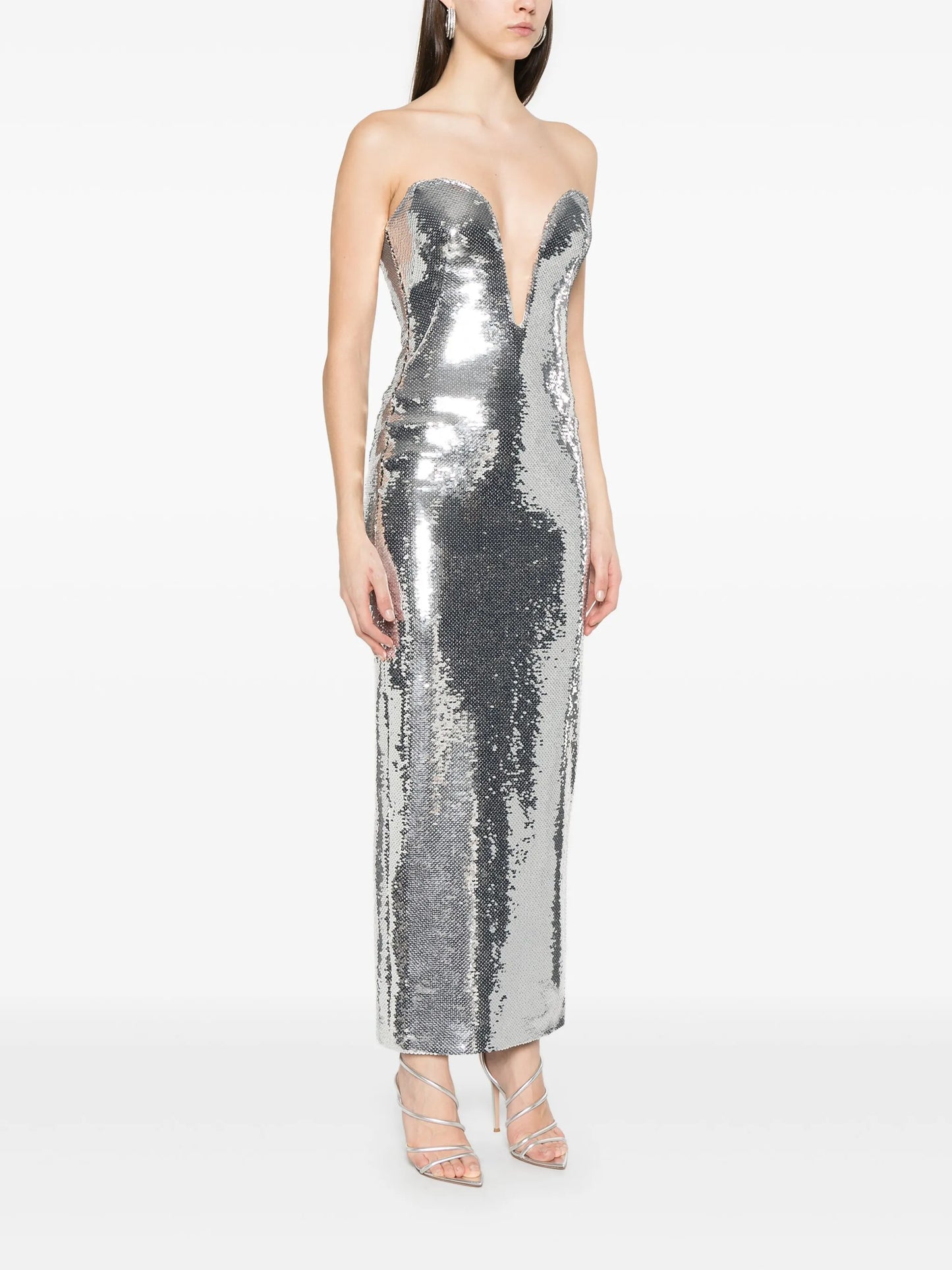sequinned bustier midi dress