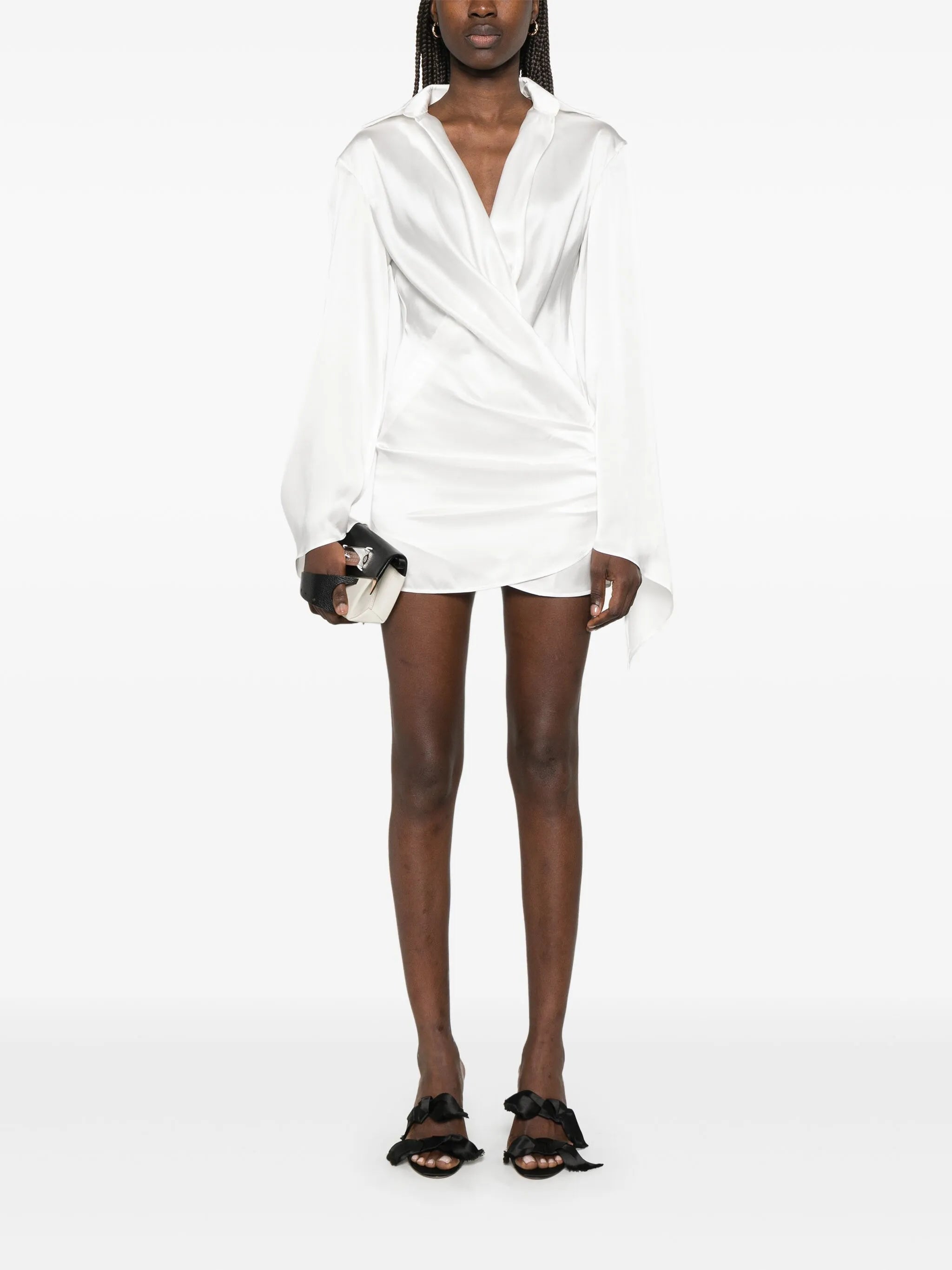 satin wrap mini dress