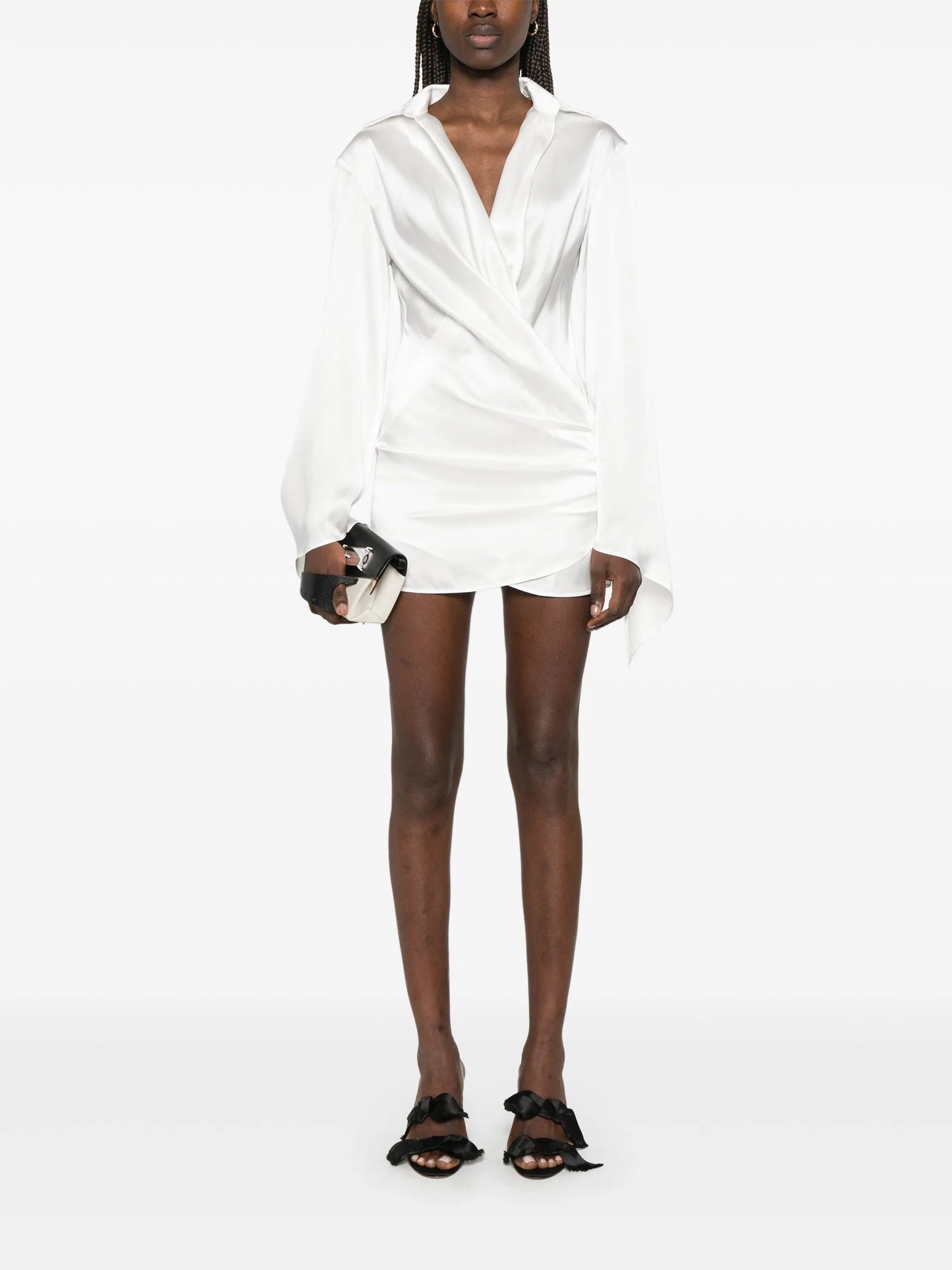 satin wrap mini dress