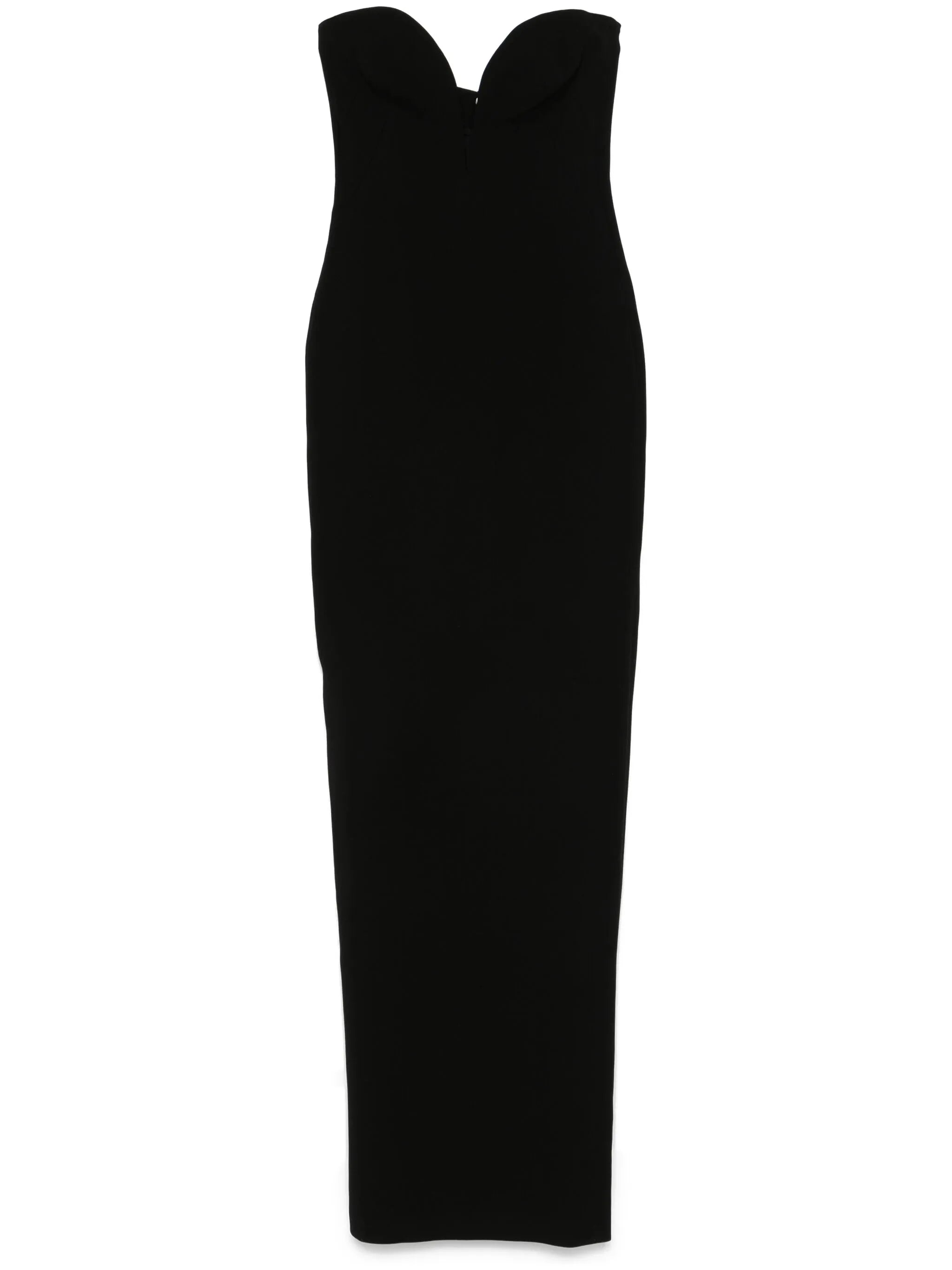strapless crepe midi dress