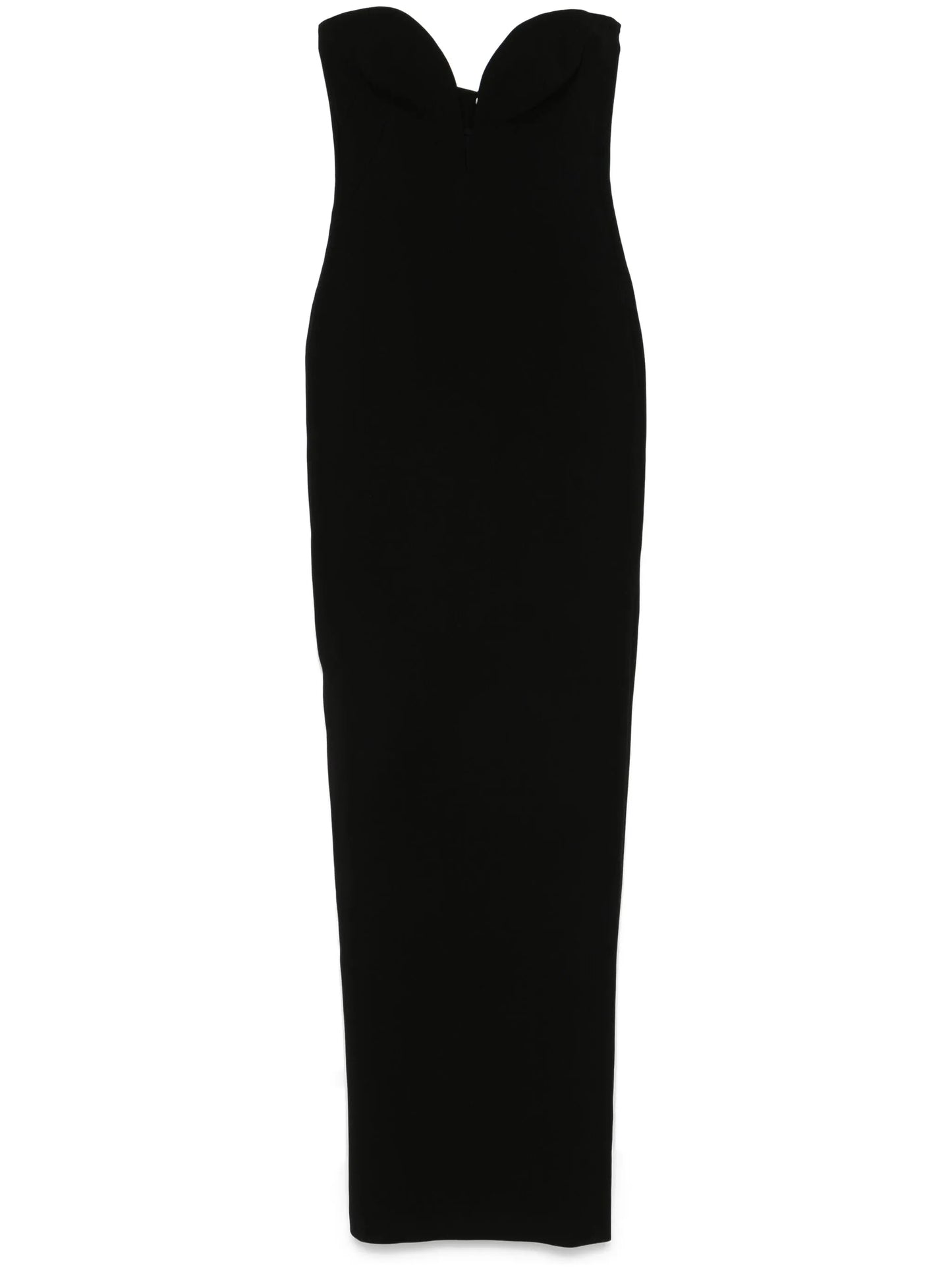 strapless crepe midi dress