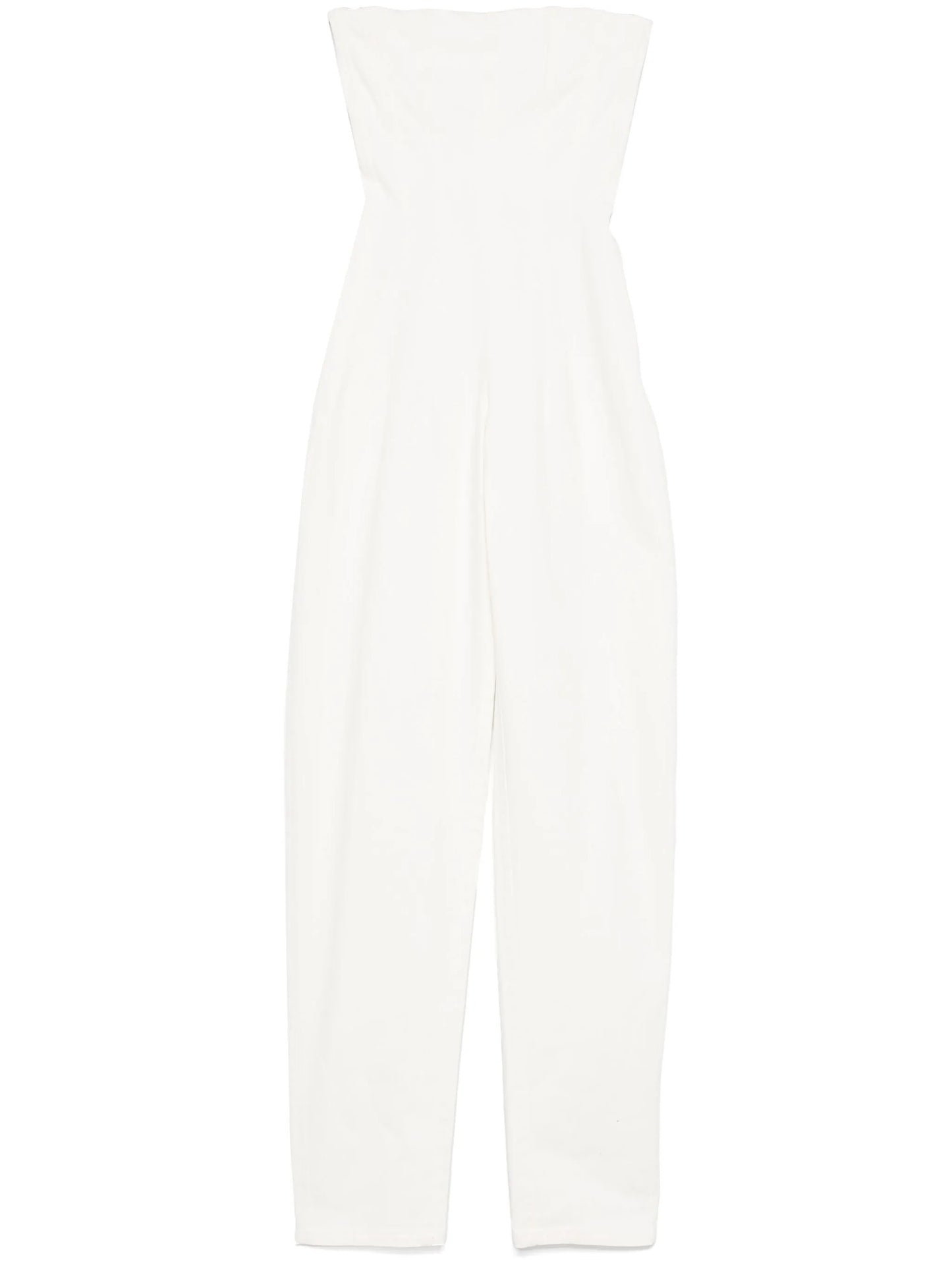 strapless denim jumpsuit