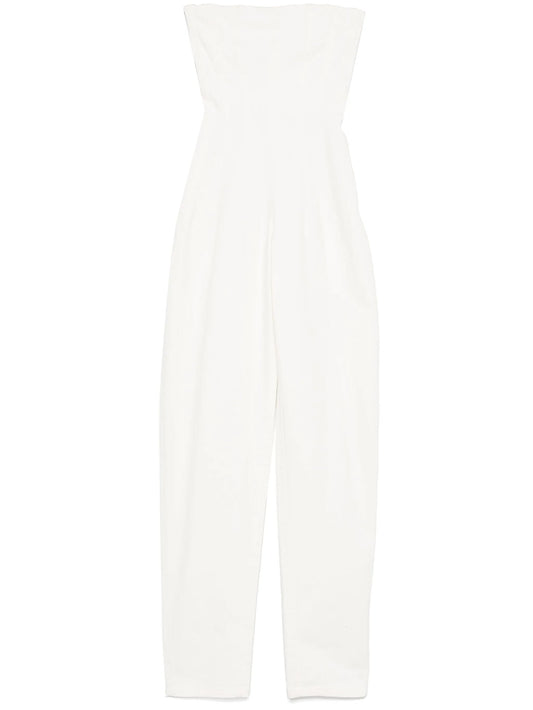 strapless denim jumpsuit