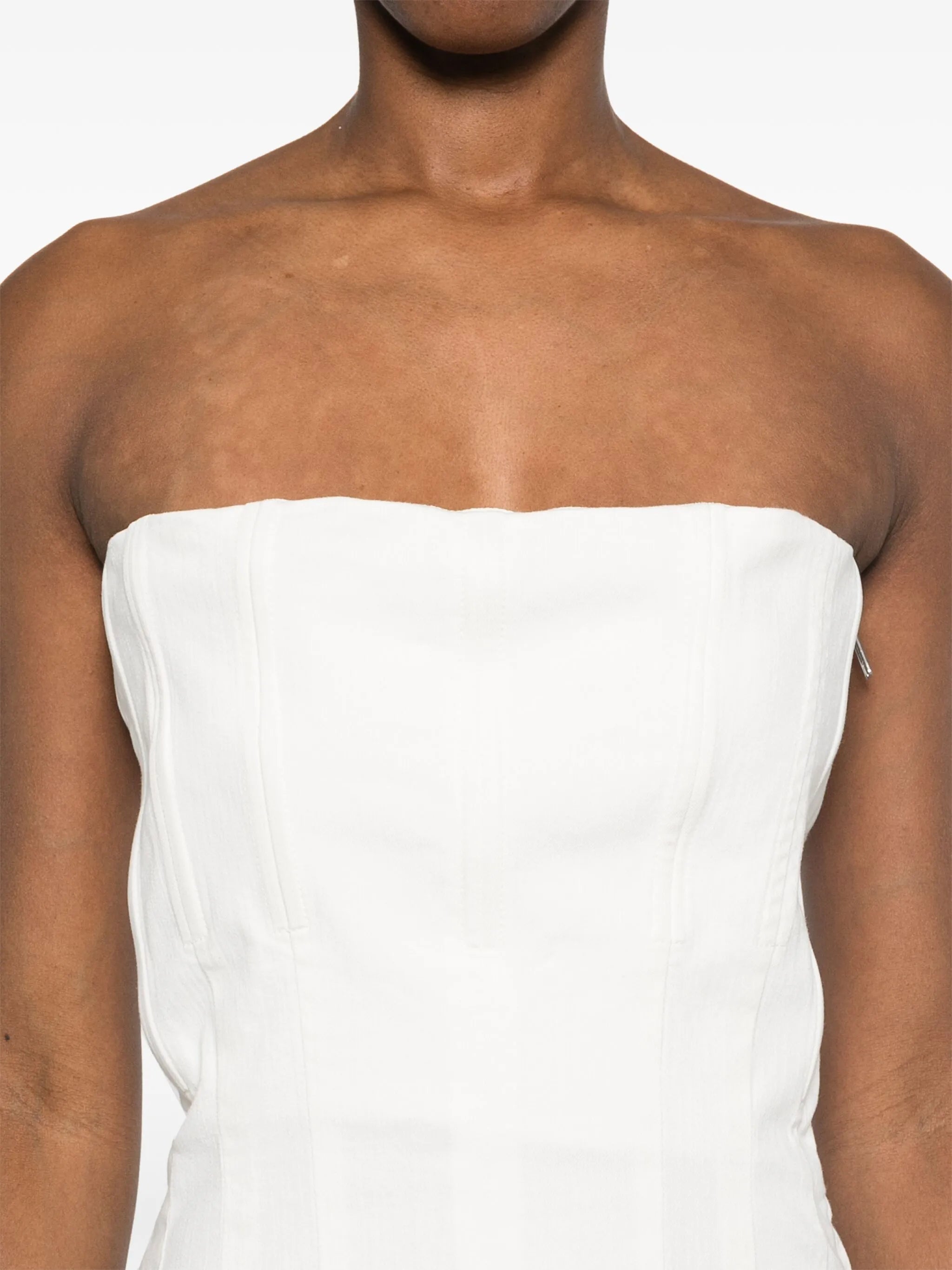 strapless denim jumpsuit