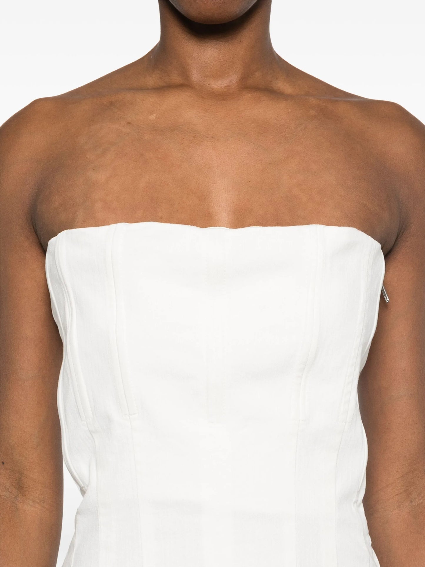 strapless denim jumpsuit