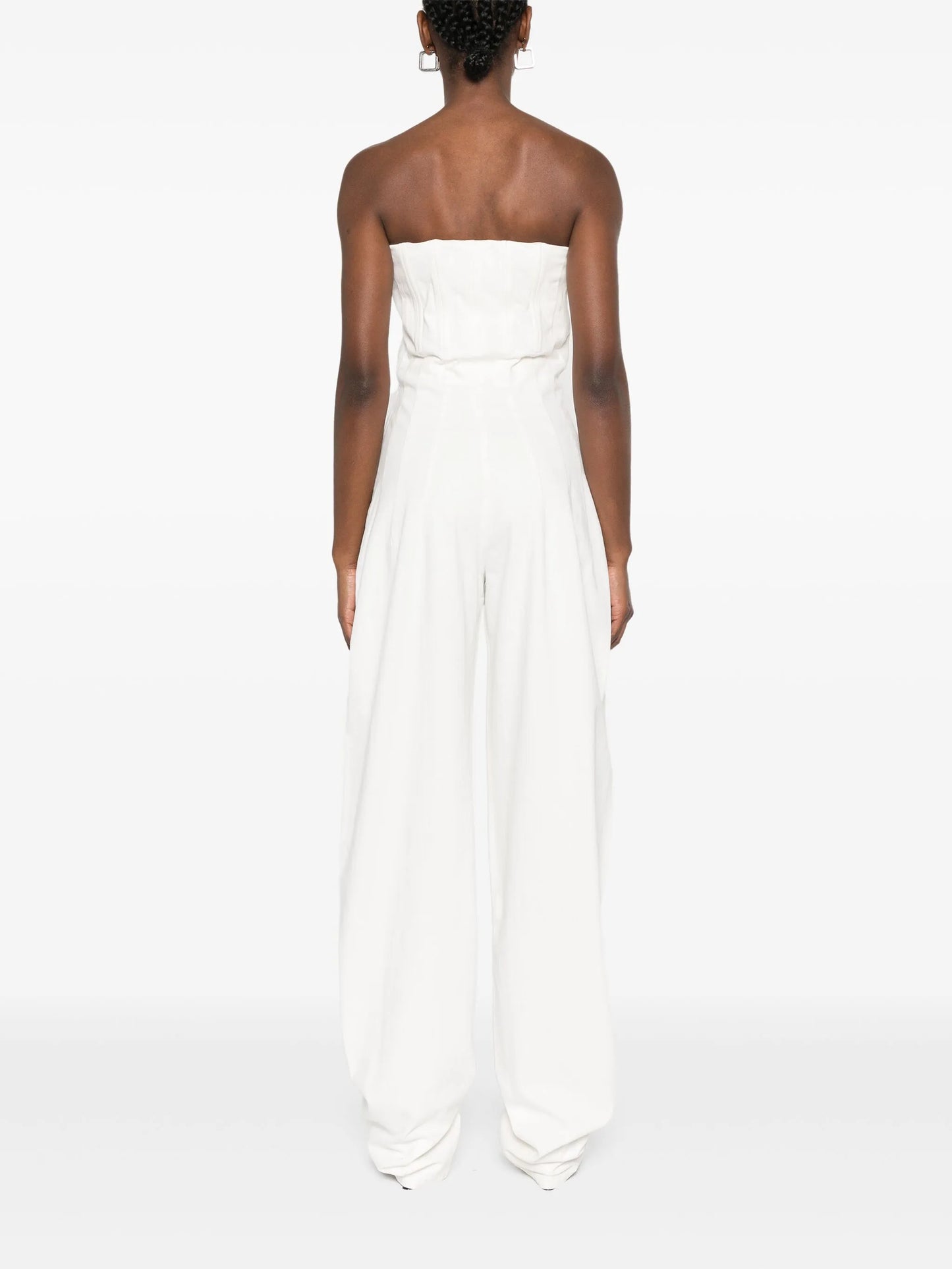 strapless denim jumpsuit