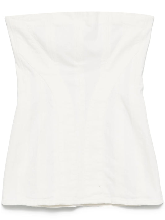 strapless denim mini dress