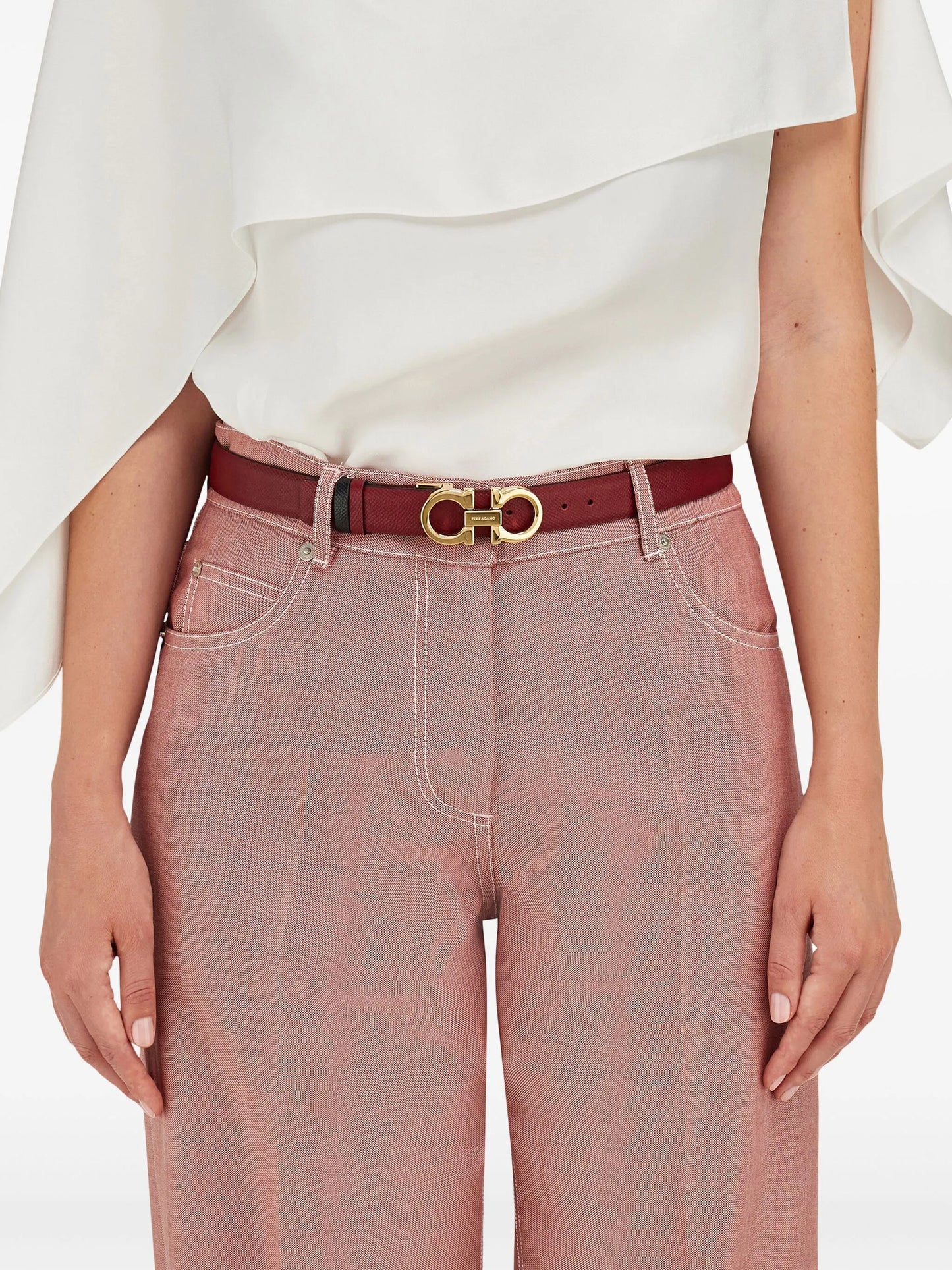 reversible Gancini-buckle belt
