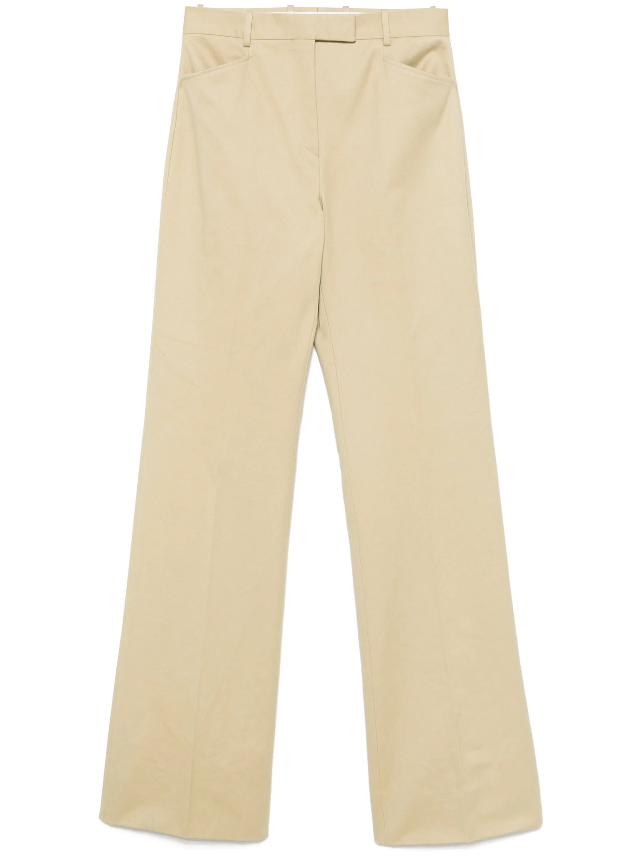 pressed-crease cotton trousers