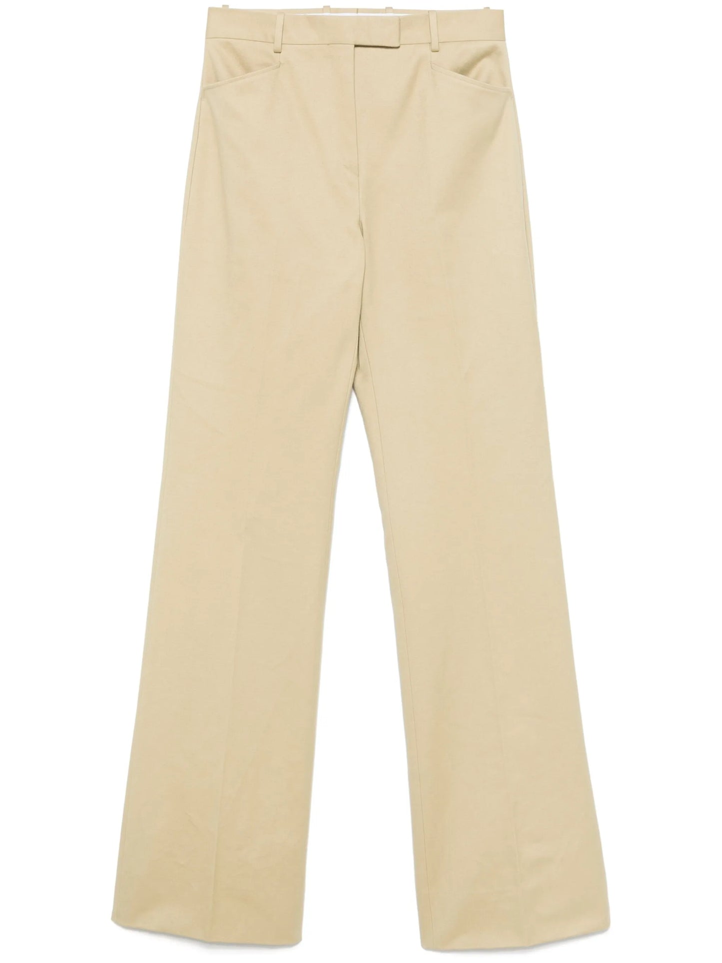 pressed-crease cotton trousers