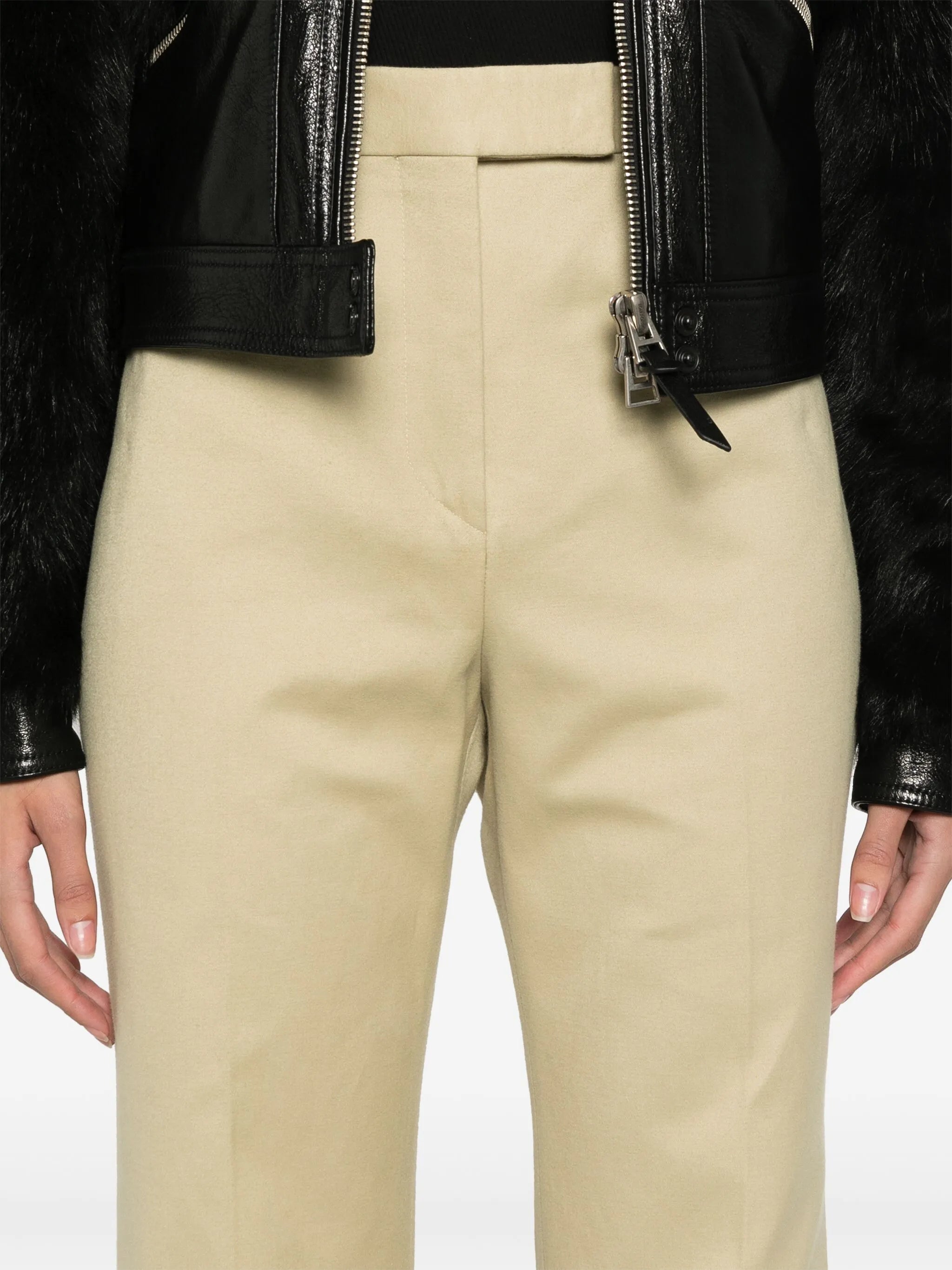 pressed-crease cotton trousers