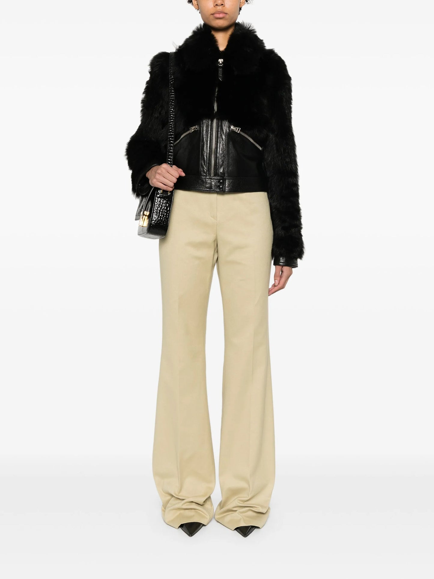 pressed-crease cotton trousers