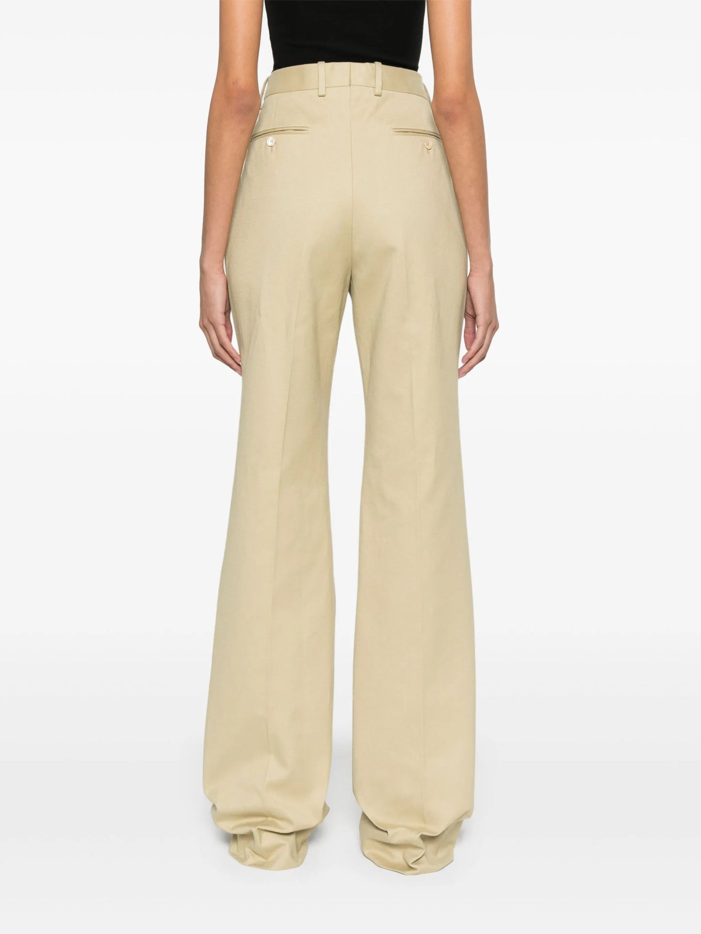 pressed-crease cotton trousers