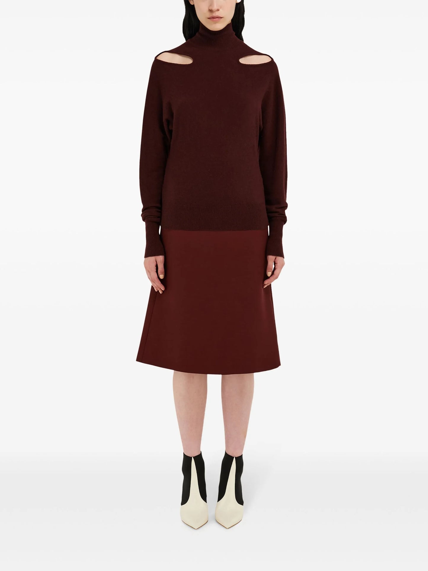 mock-neck cut-out jumper