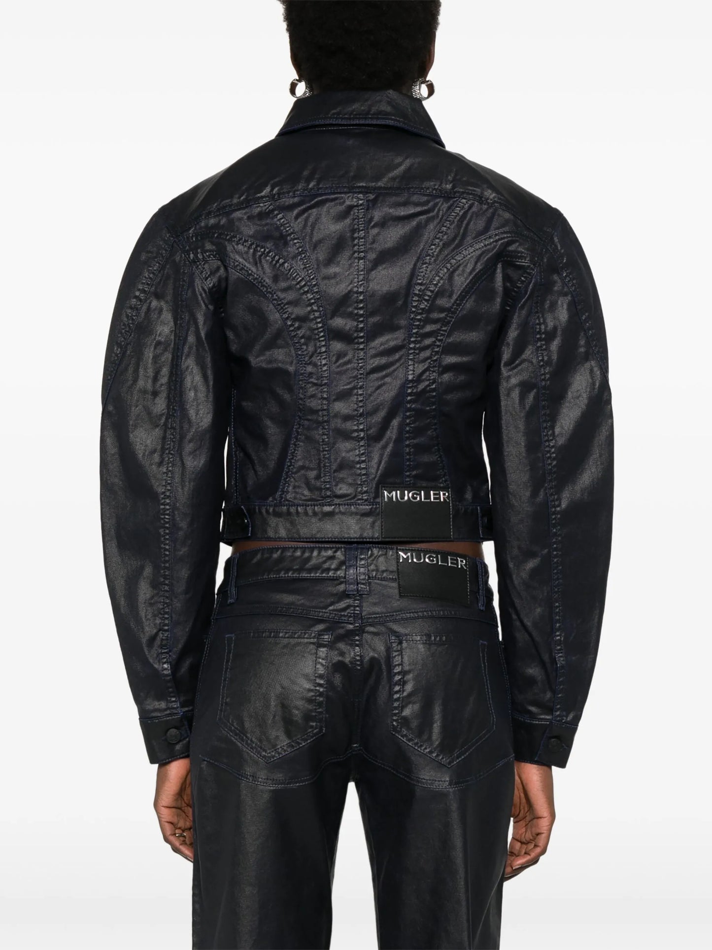 wax-effect denim jacket