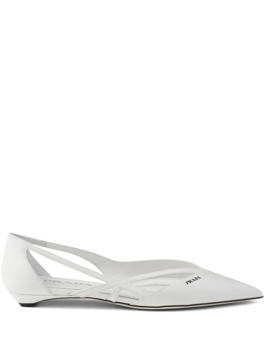 leather cut-out ballerina shoes