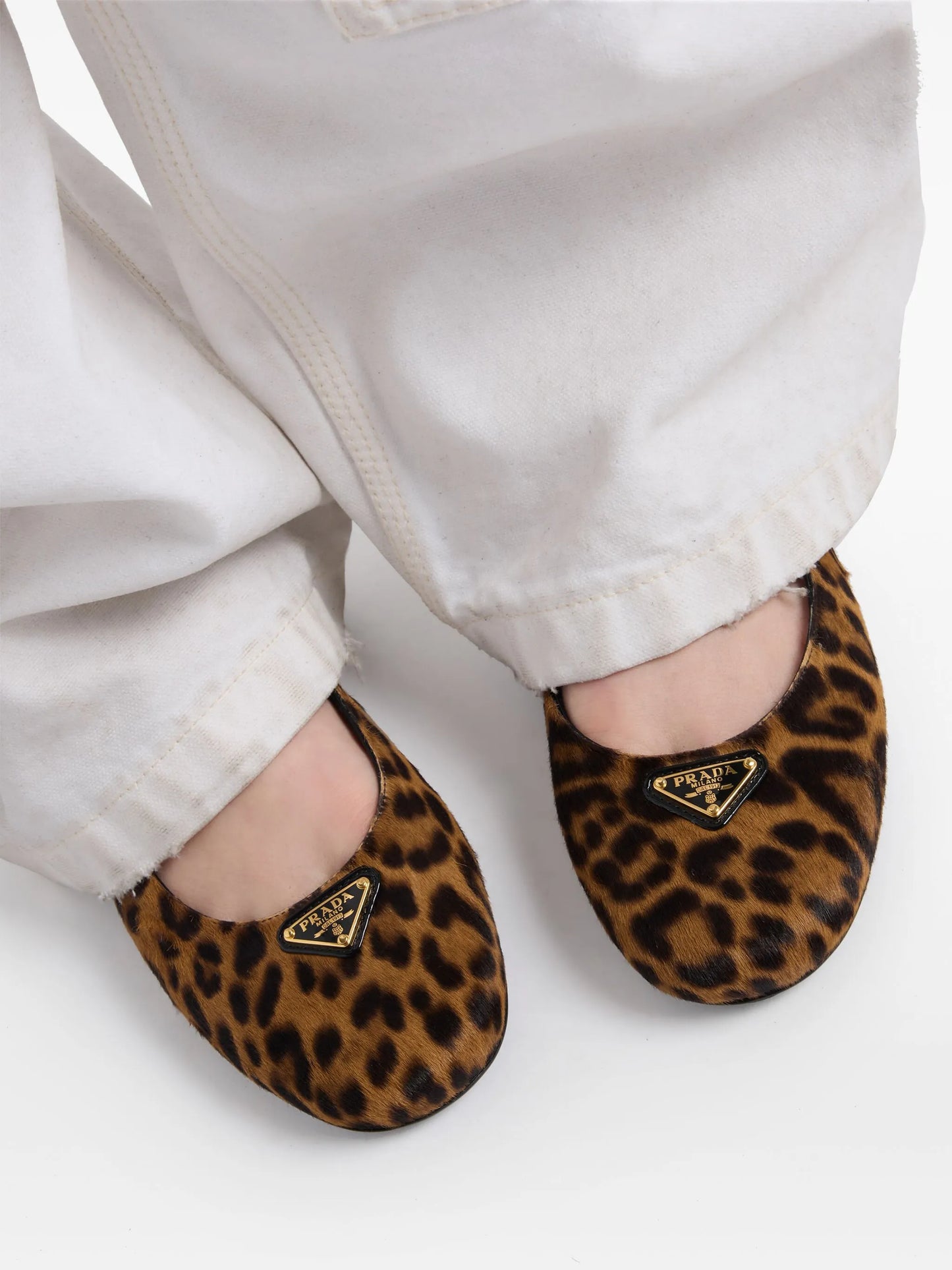 buckle leopard-print flats