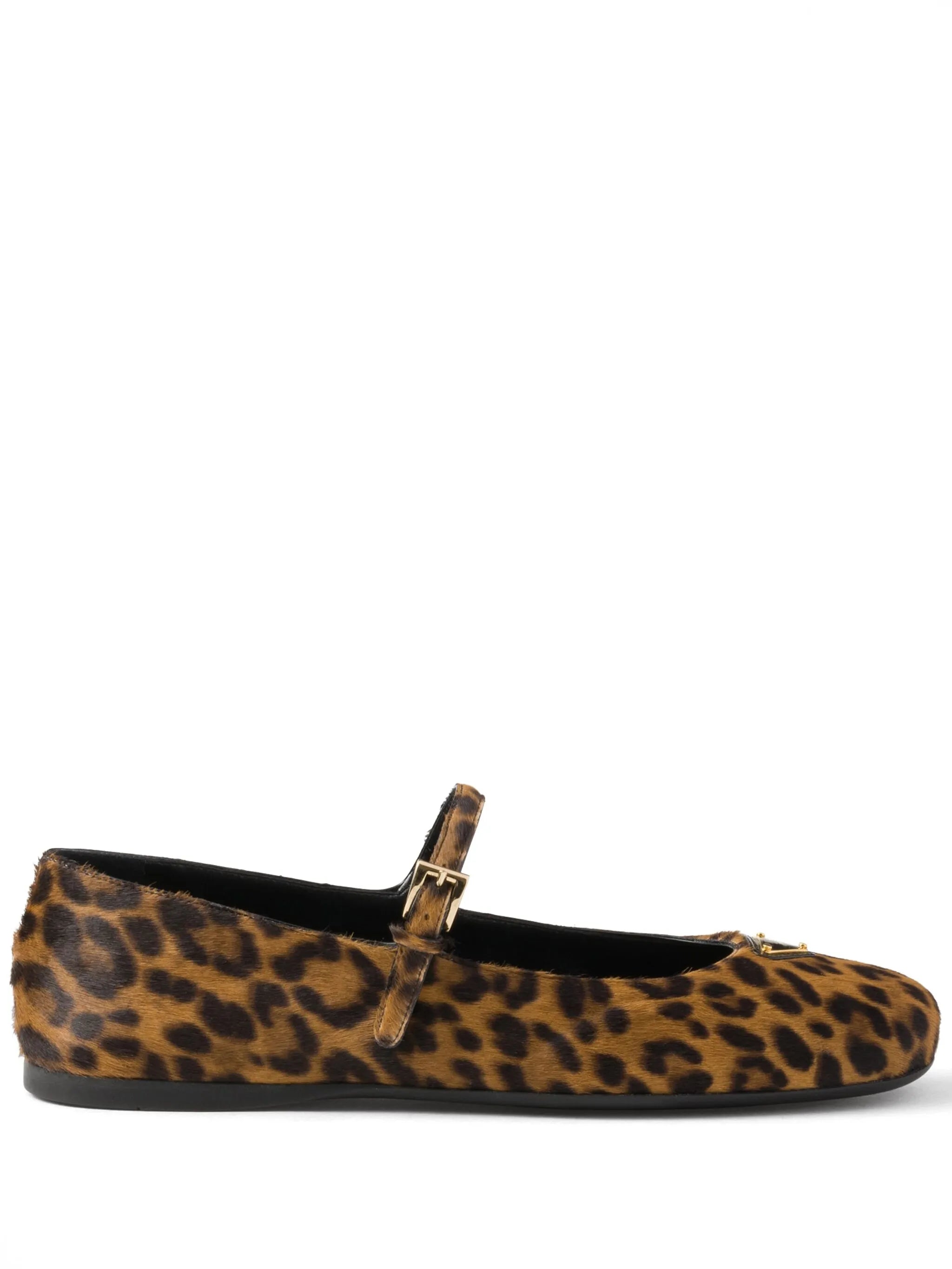 buckle leopard-print flats