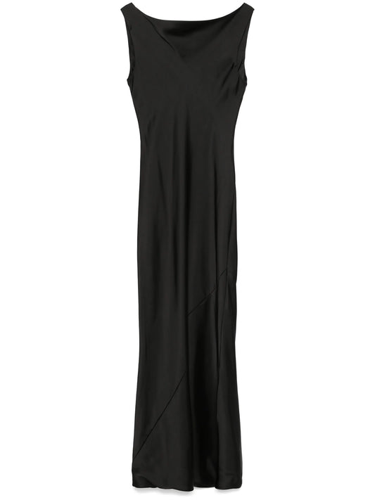 draped sleeveless gown