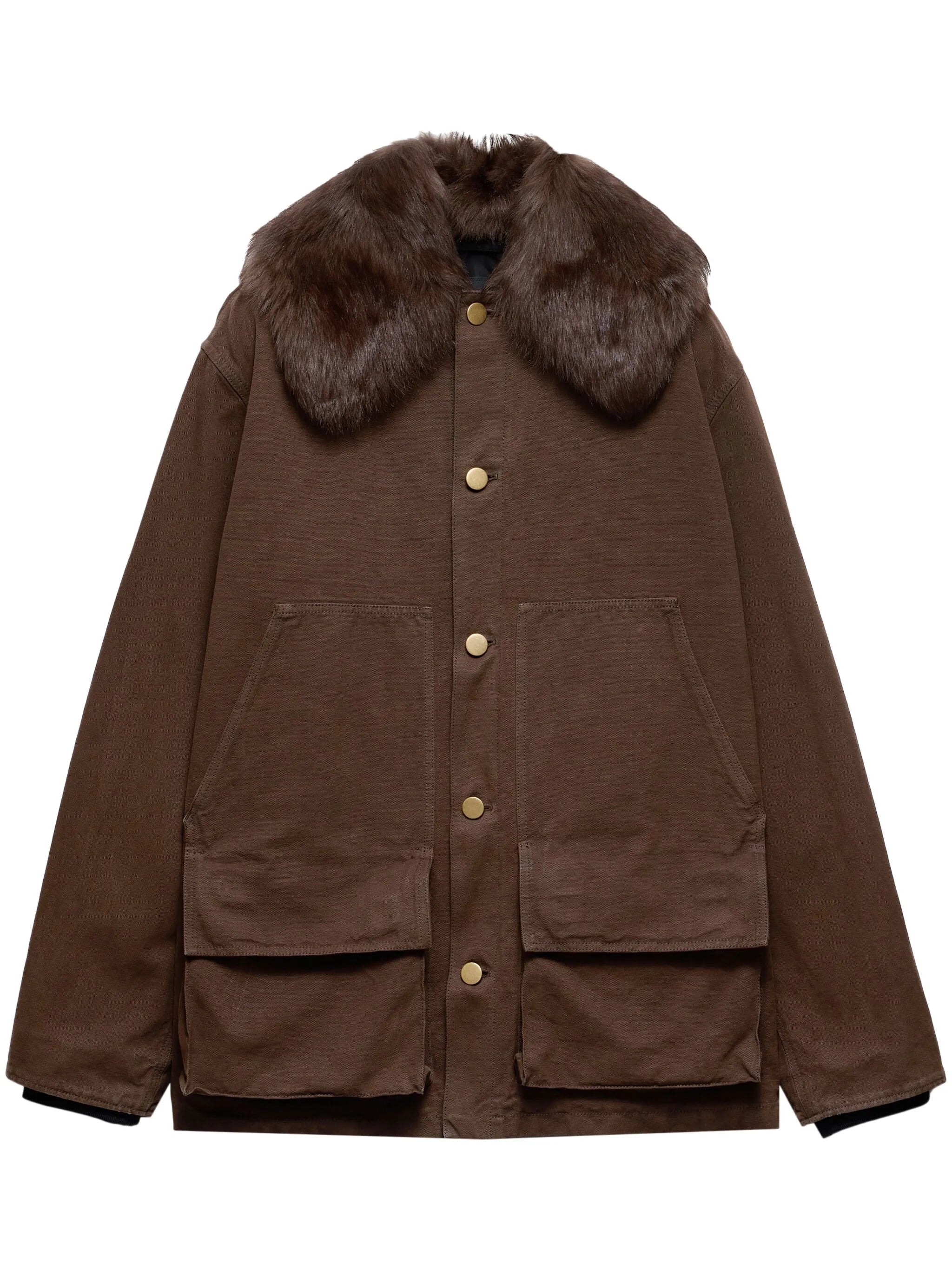 cotton shearling-collar jacket
