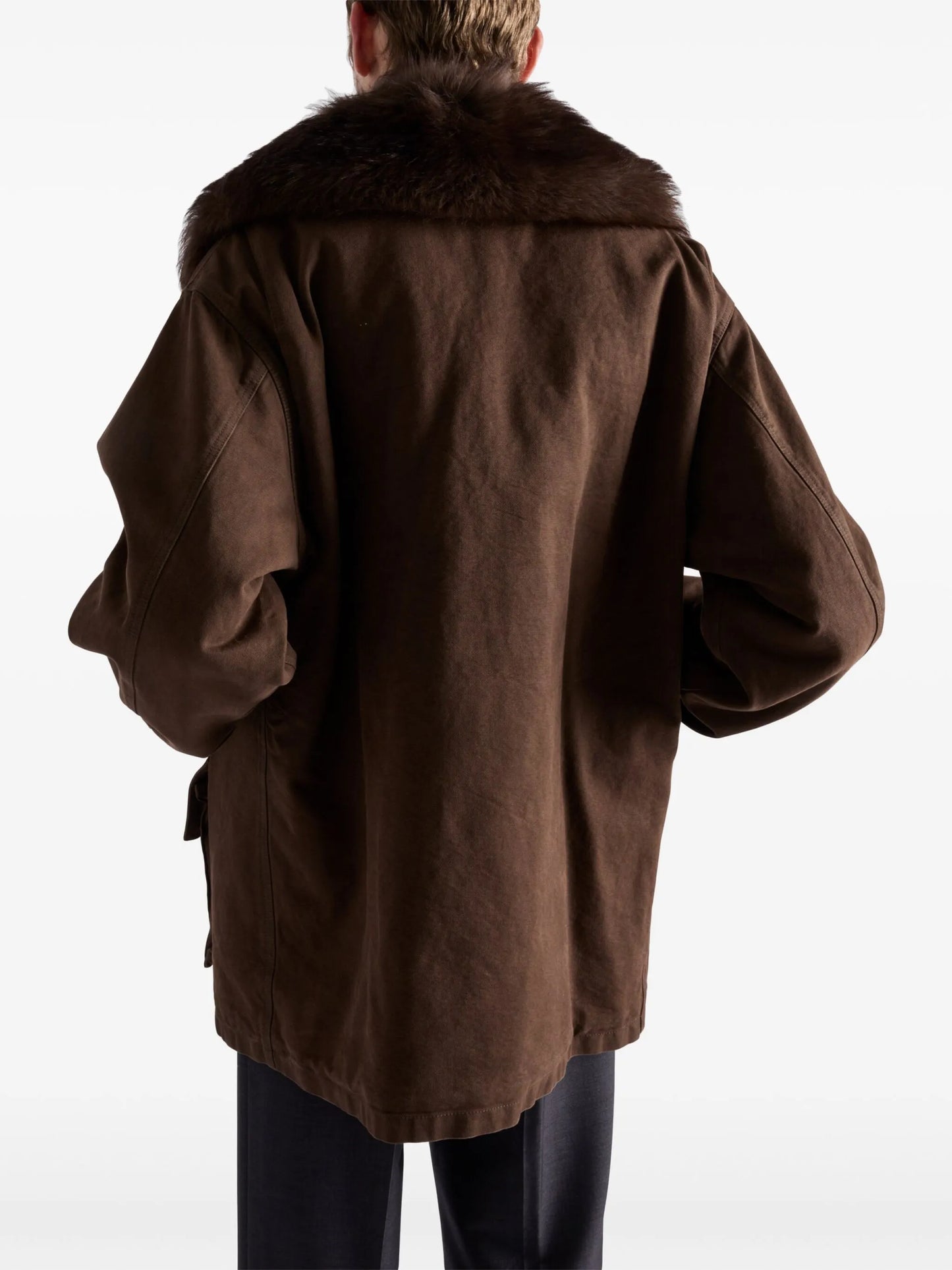 cotton shearling-collar jacket