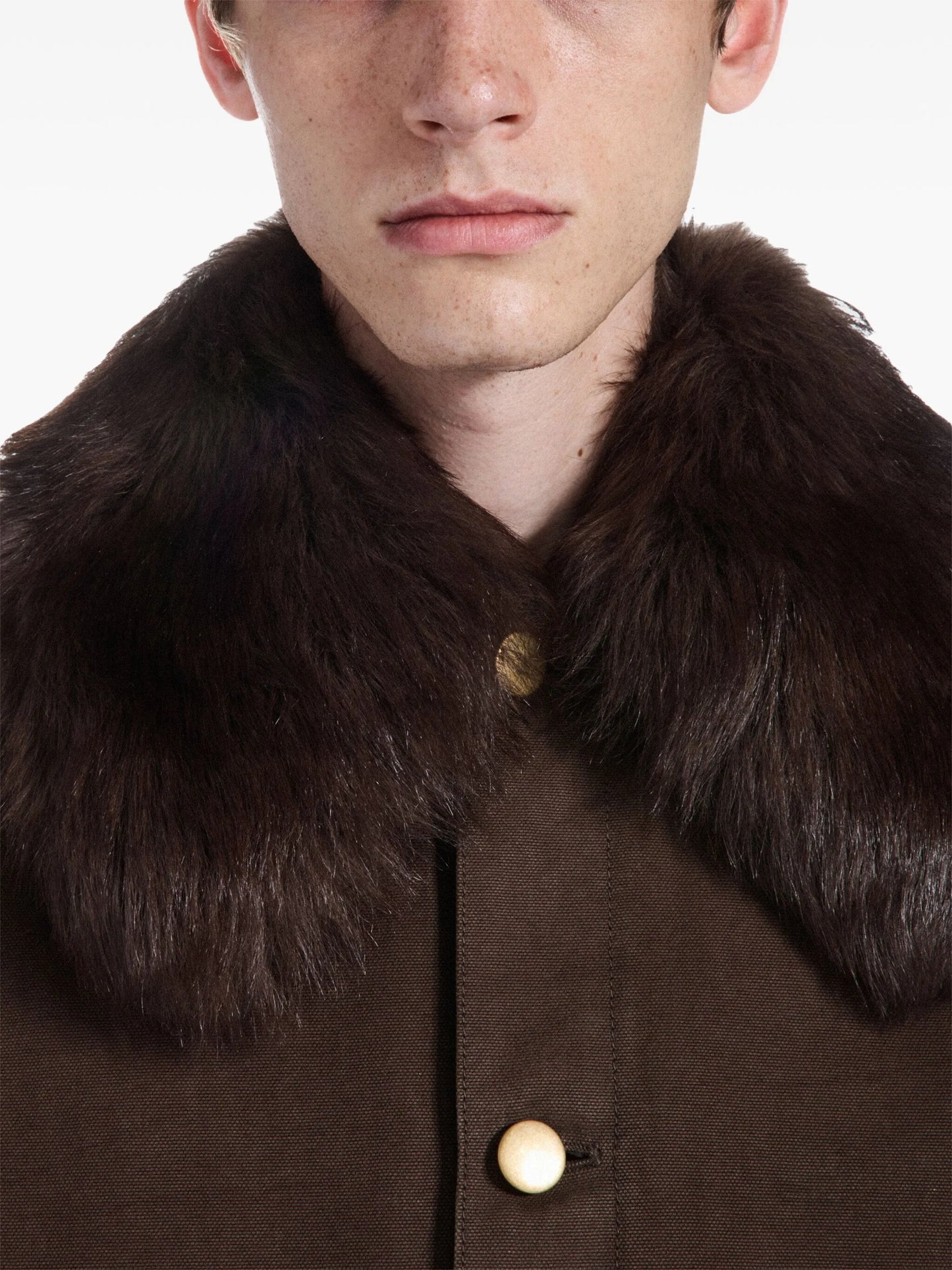cotton shearling-collar jacket
