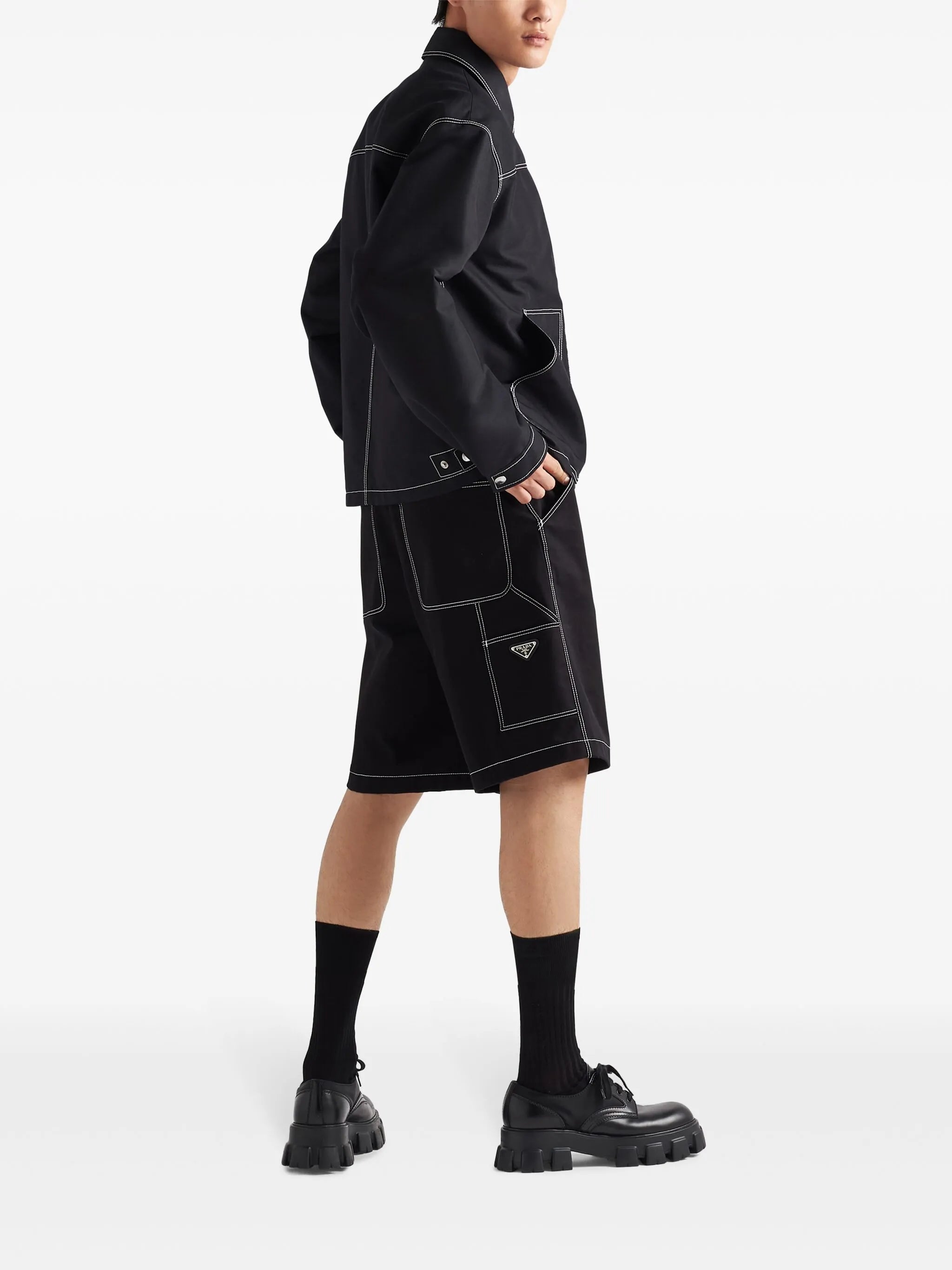 straight-leg cotton trousers