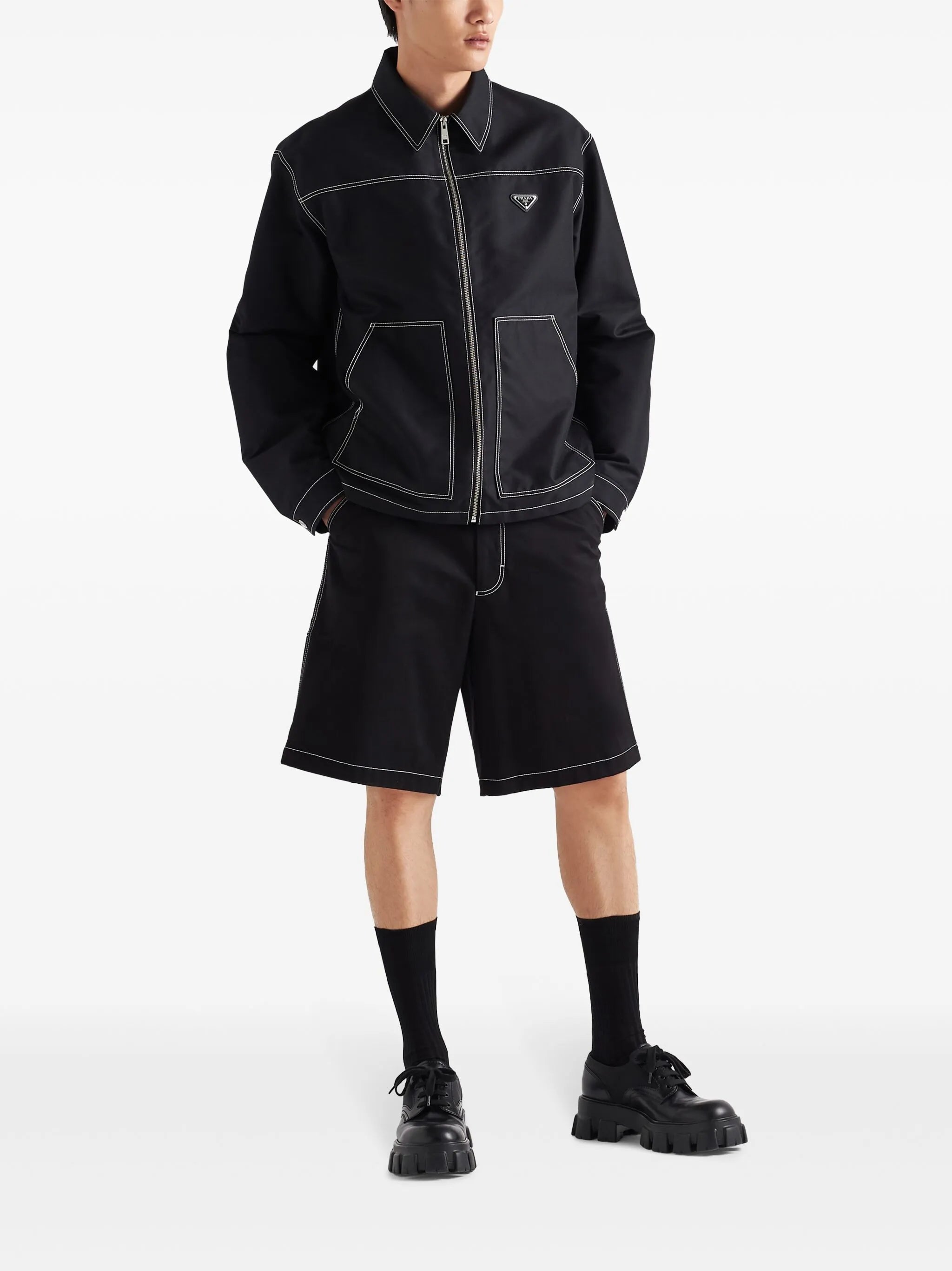 straight-leg cotton trousers