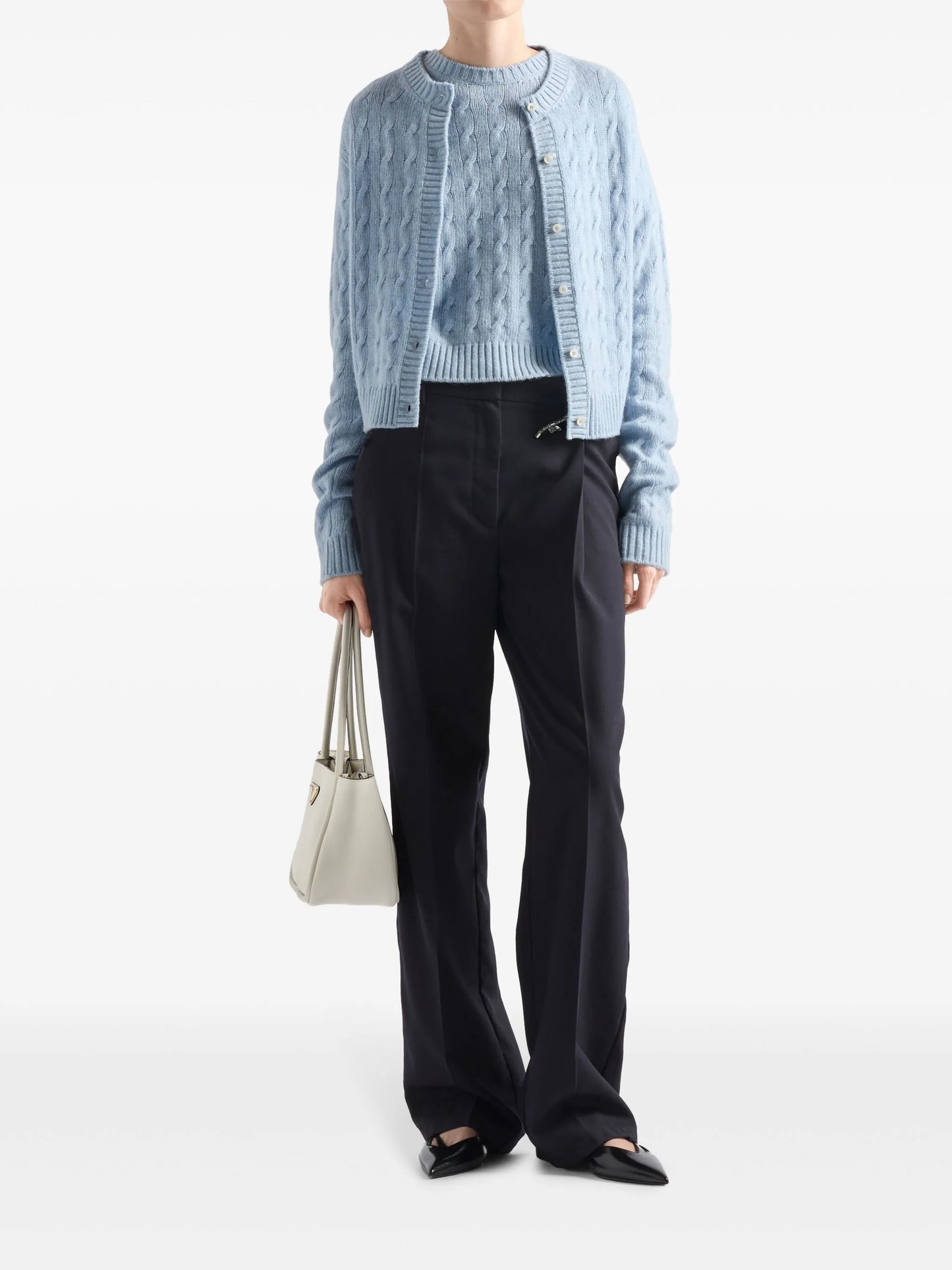 cable-knit buttoned cardigan