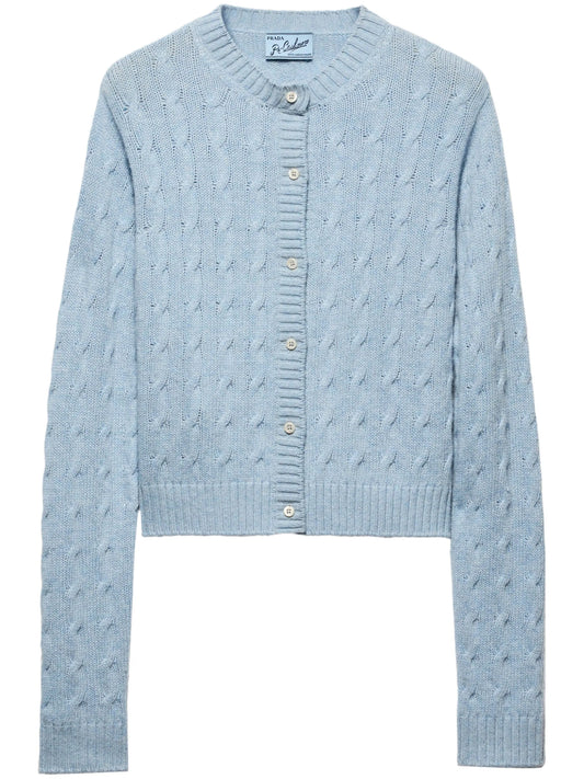 cable-knit buttoned cardigan