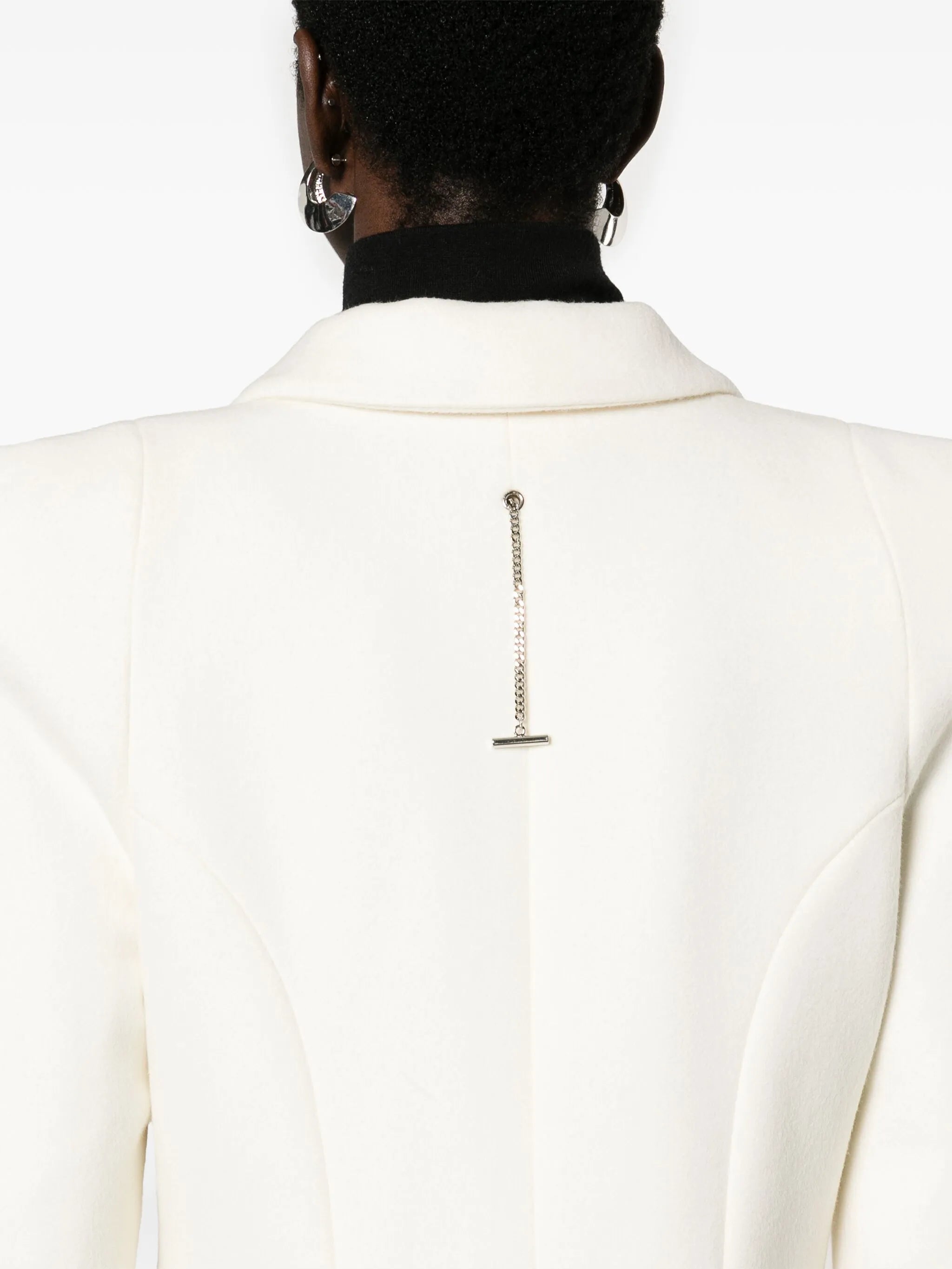 moulded-shoulder double-breasted coat