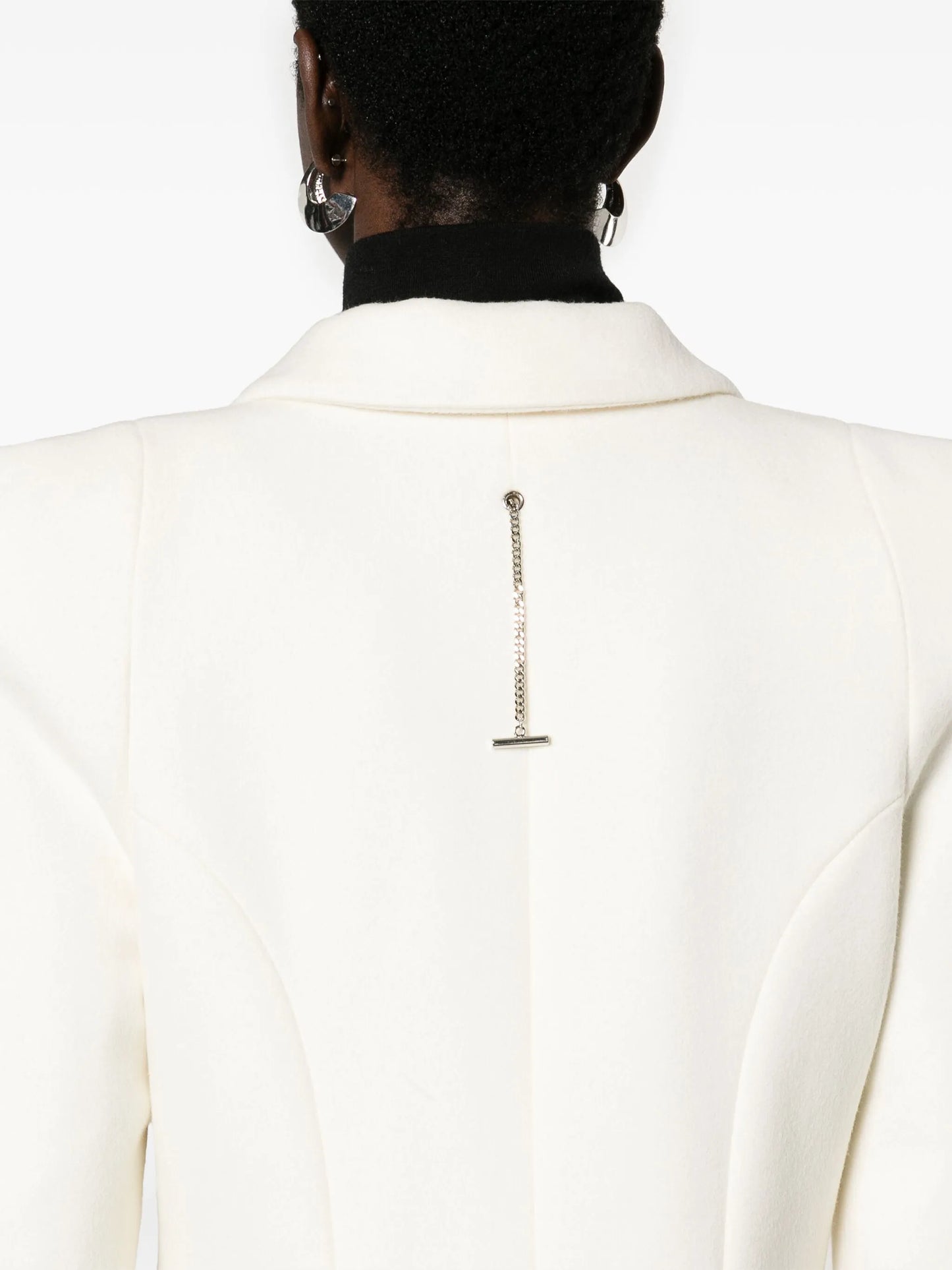 moulded-shoulder double-breasted coat