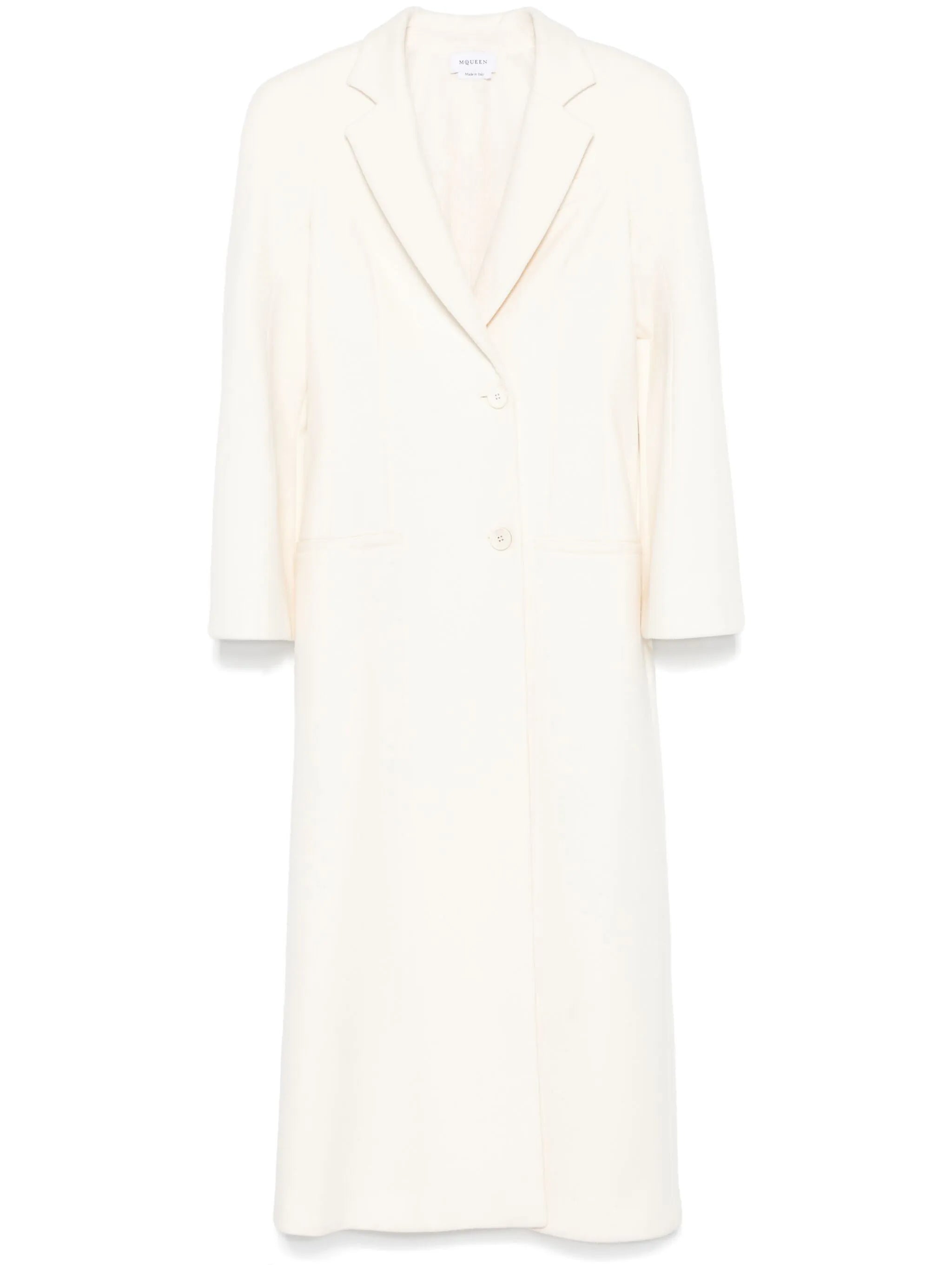 moulded-shoulder double-breasted coat