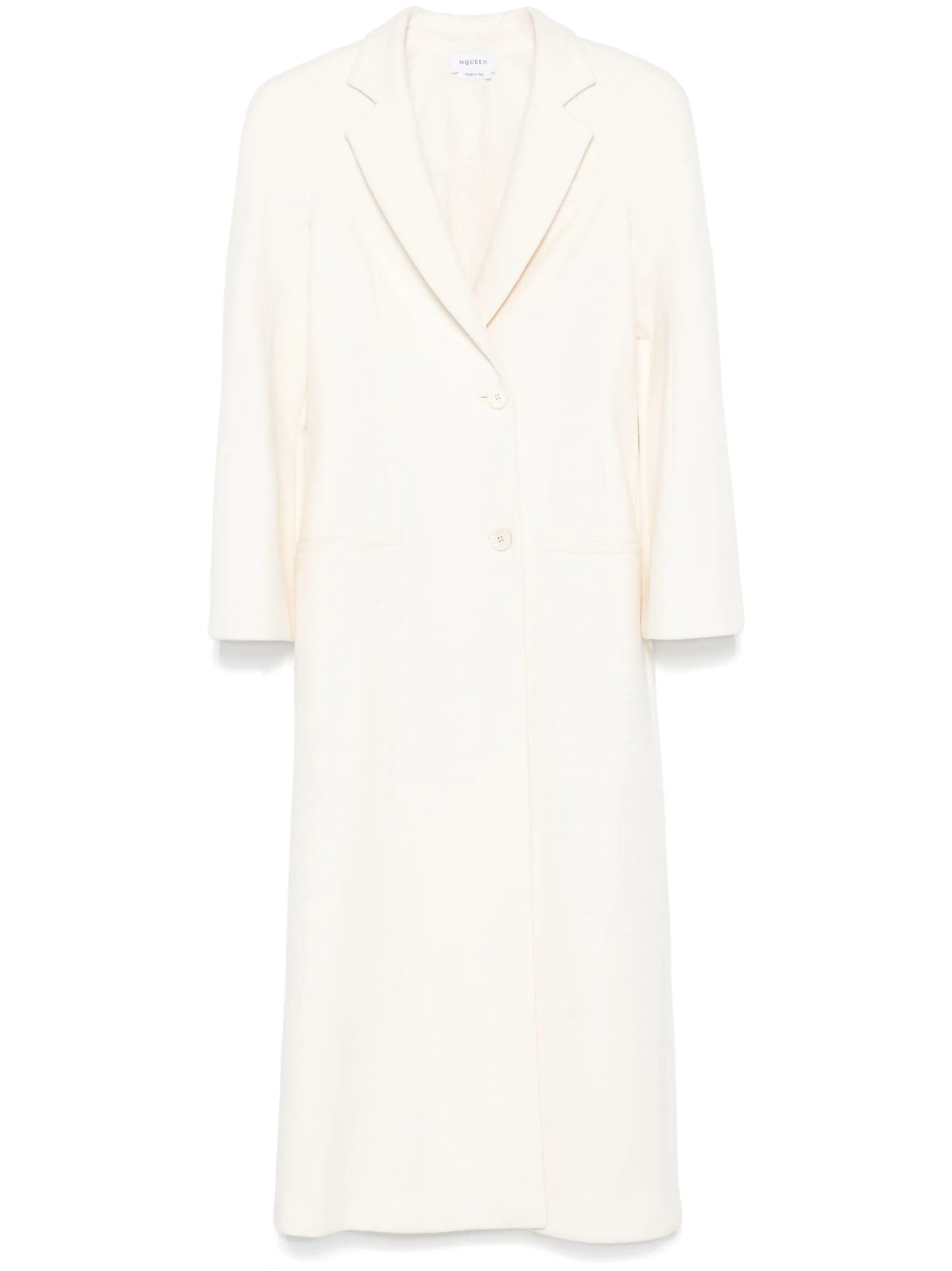 moulded-shoulder double-breasted coat