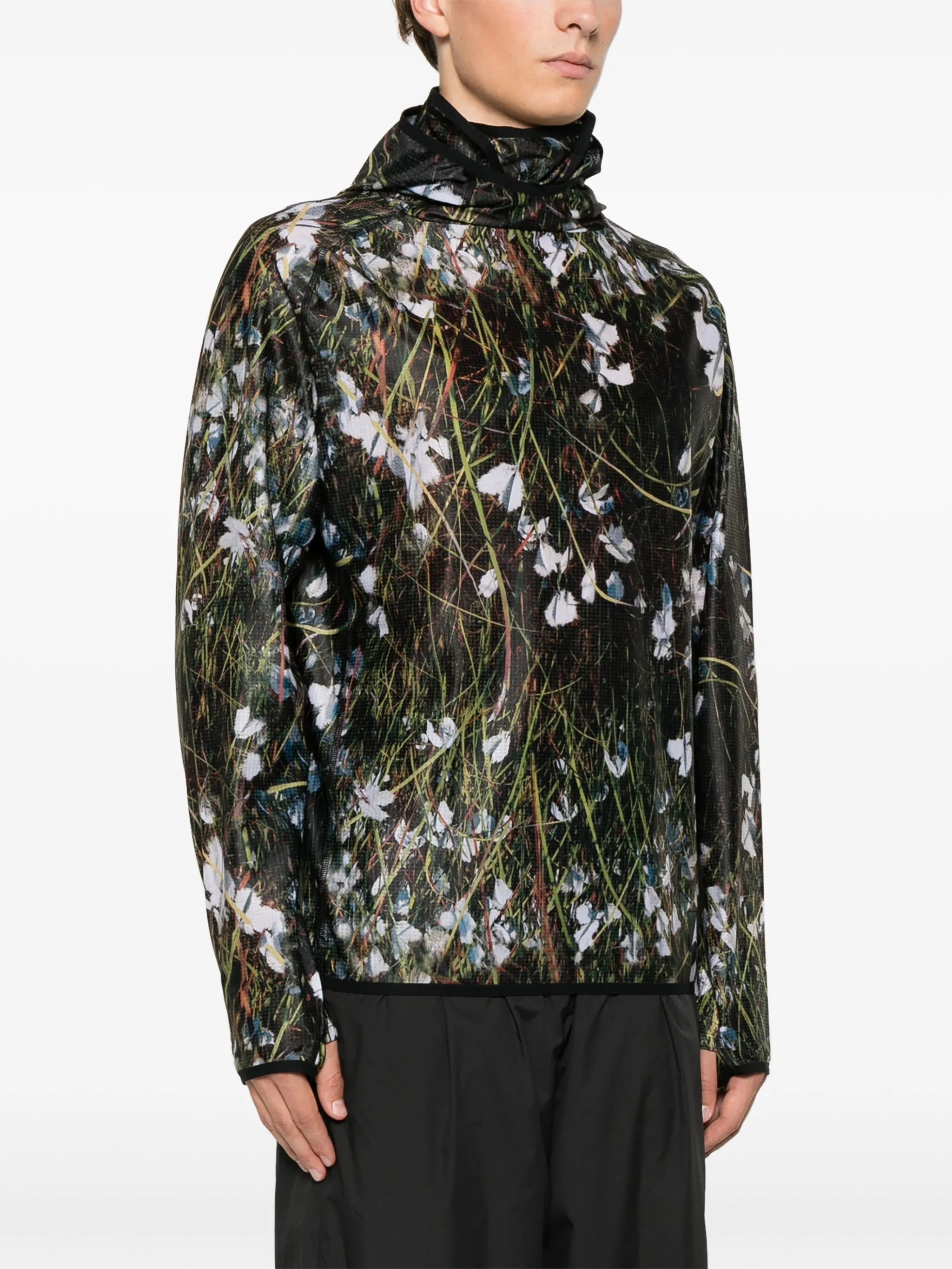 botanical-print hoodie