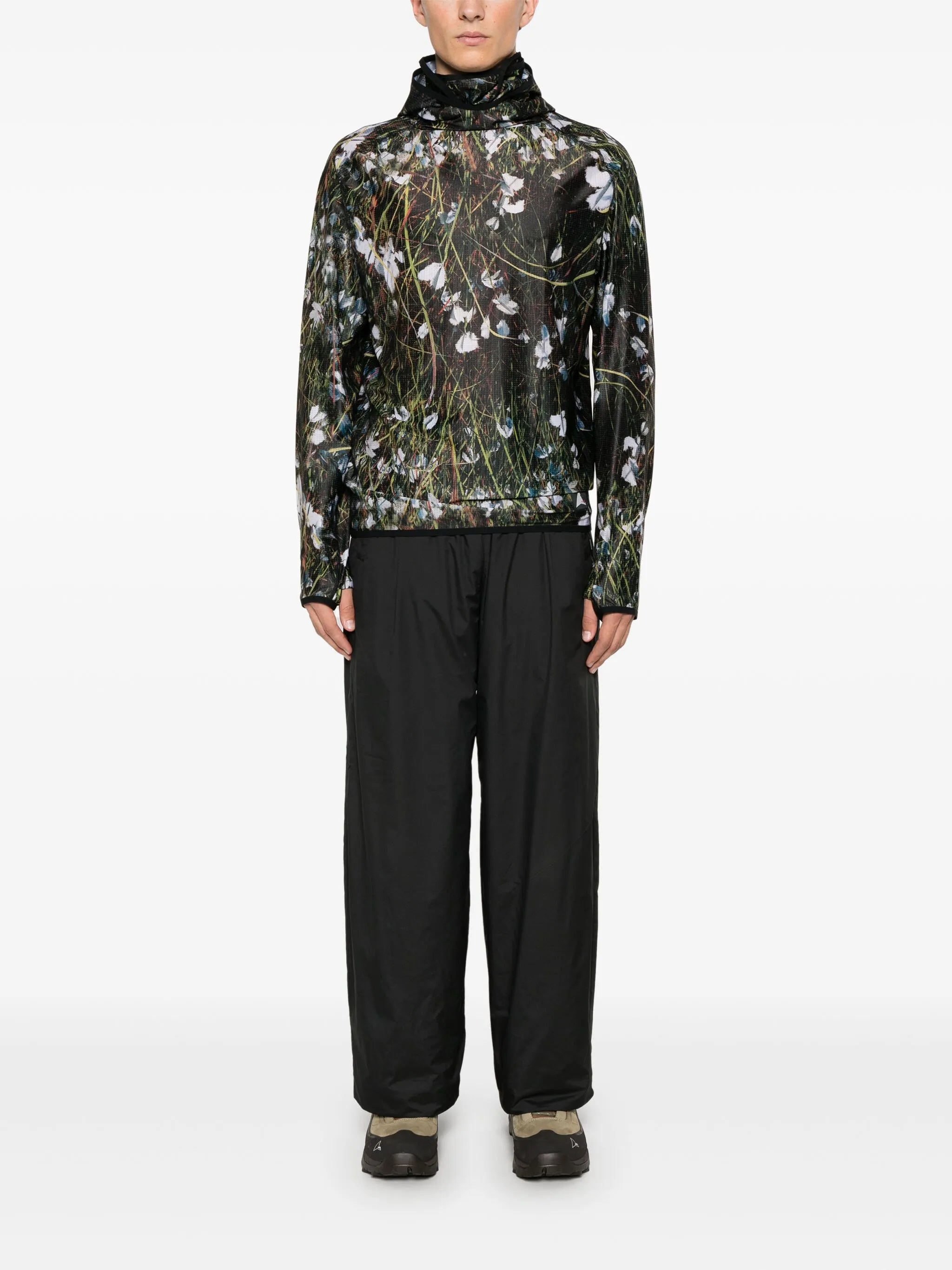 botanical-print hoodie