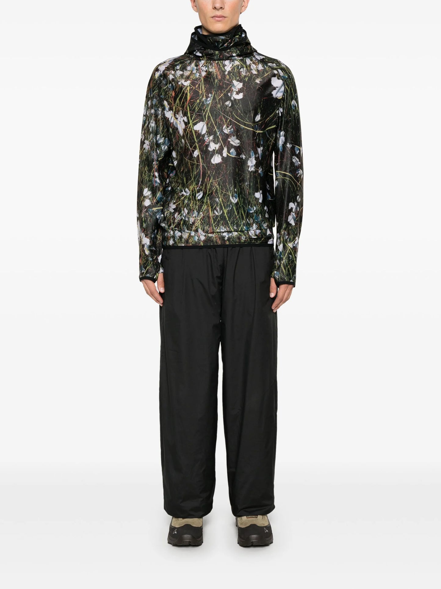botanical-print hoodie