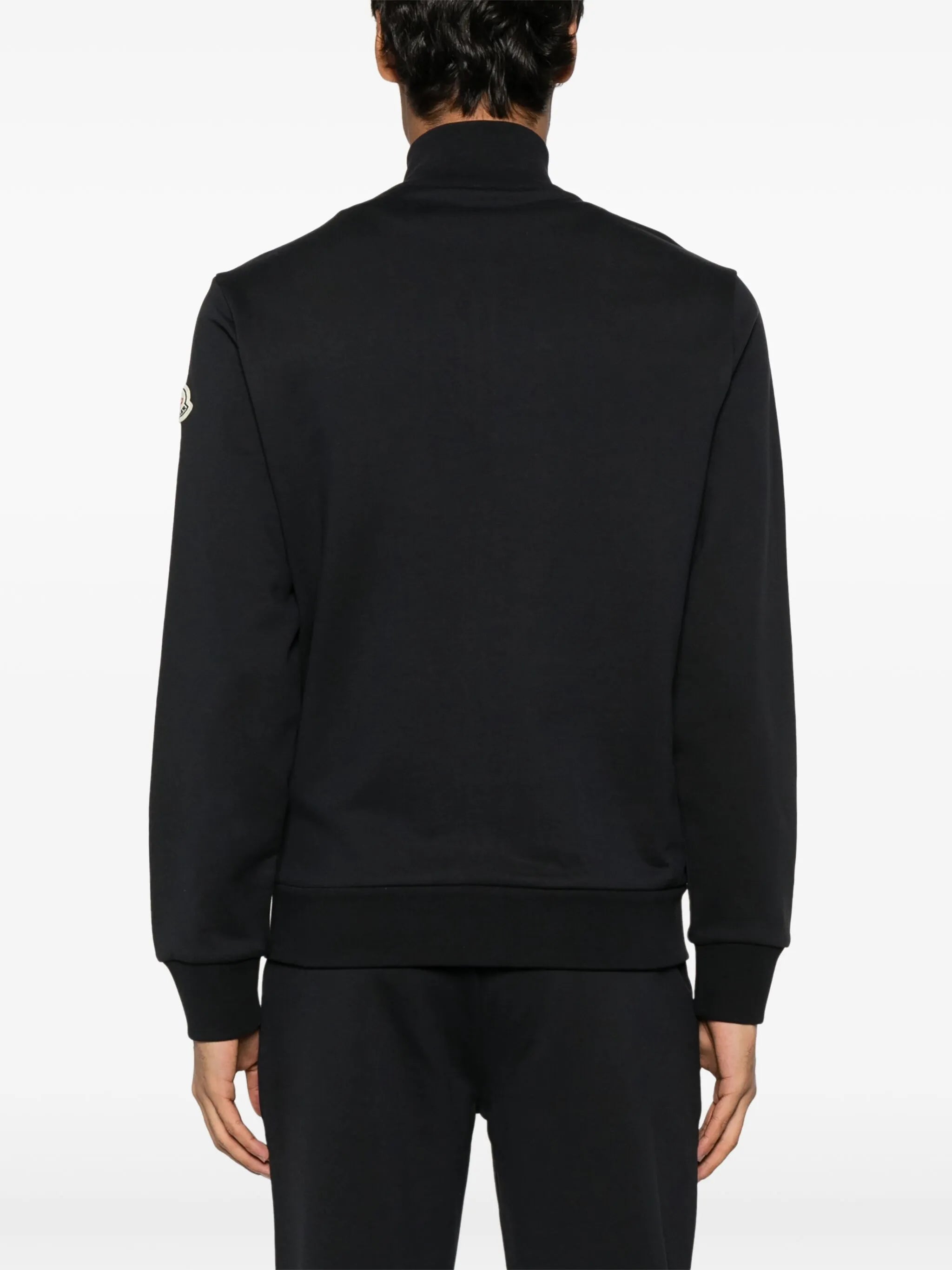 tricolour-trim cotton sweater