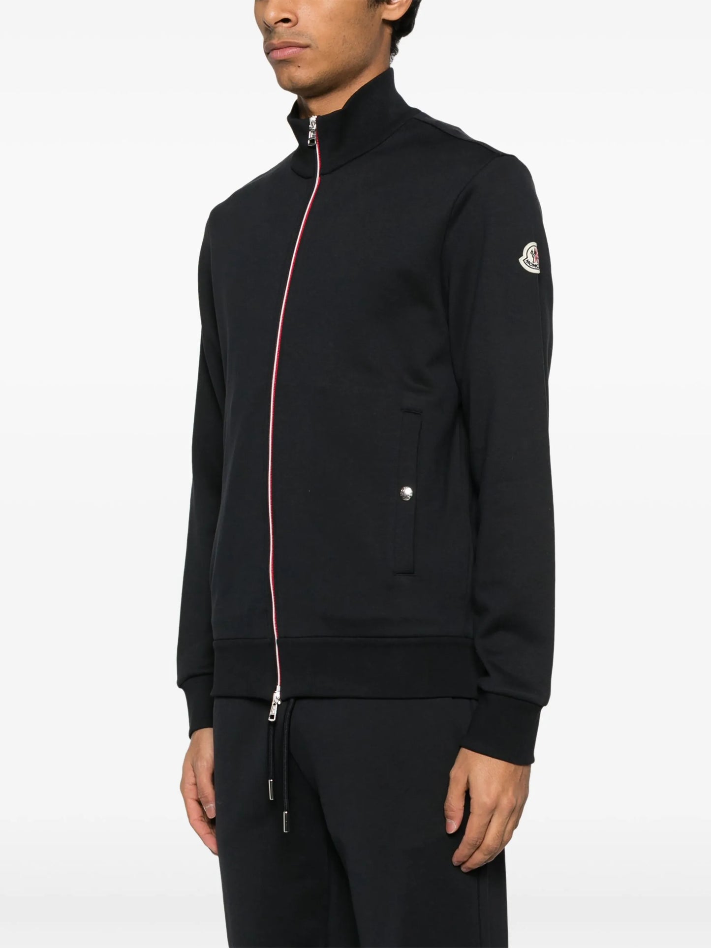 tricolour-trim cotton sweater