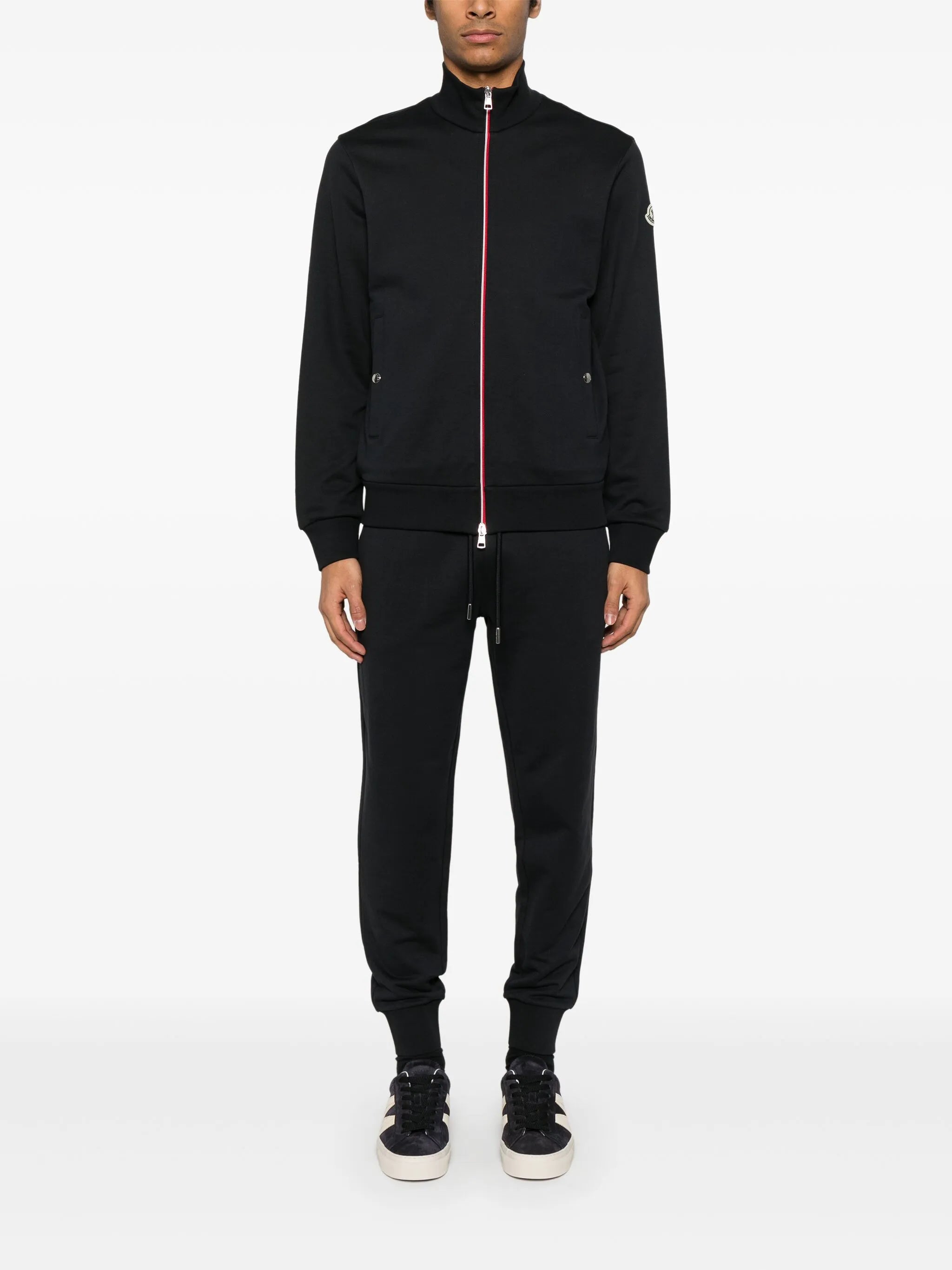 tricolour-trim cotton sweater