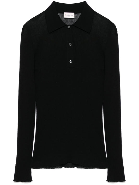 fine-ribbed polo top