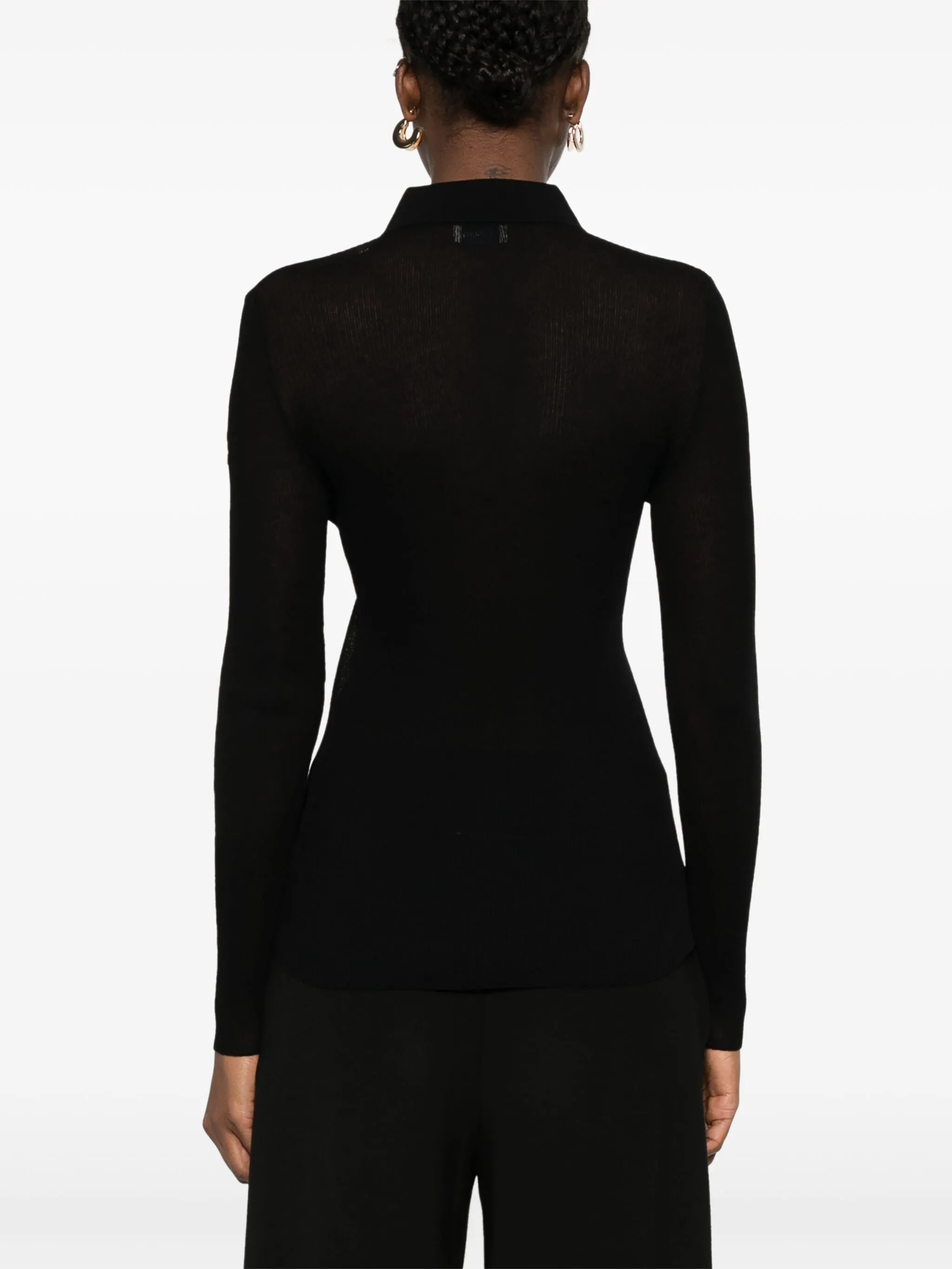 fine-ribbed polo top