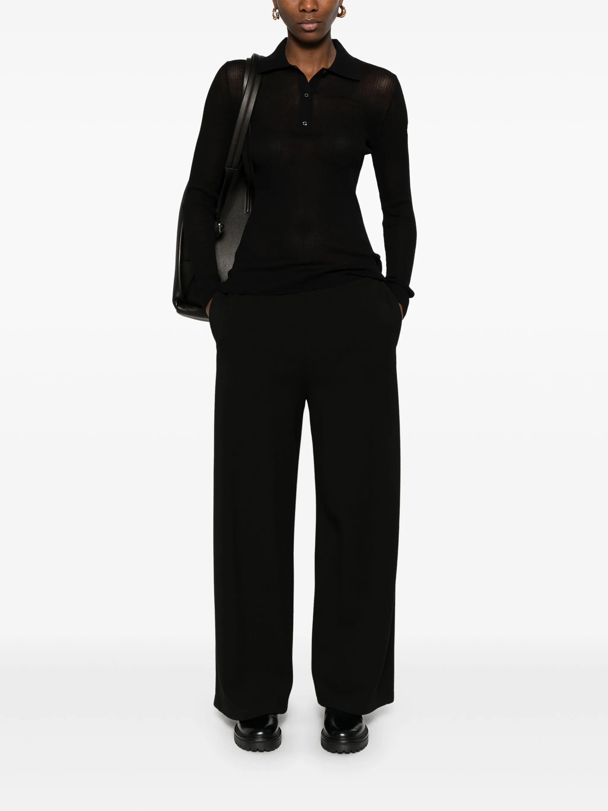 fine-ribbed polo top